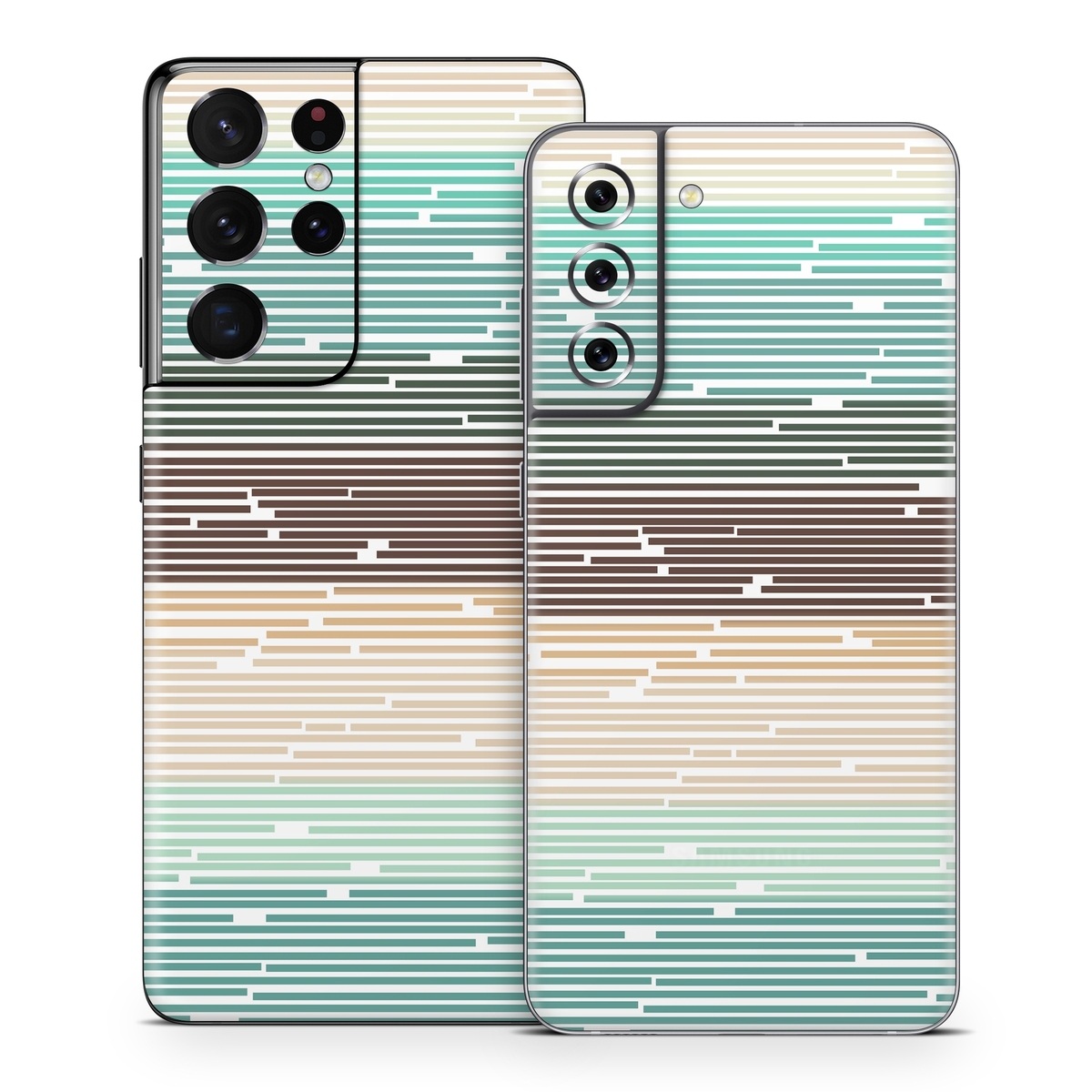 Samsung Galaxy S21 Series Skin design of Line, Parallel, Pattern, with blue, brown, yellow, orange colors
