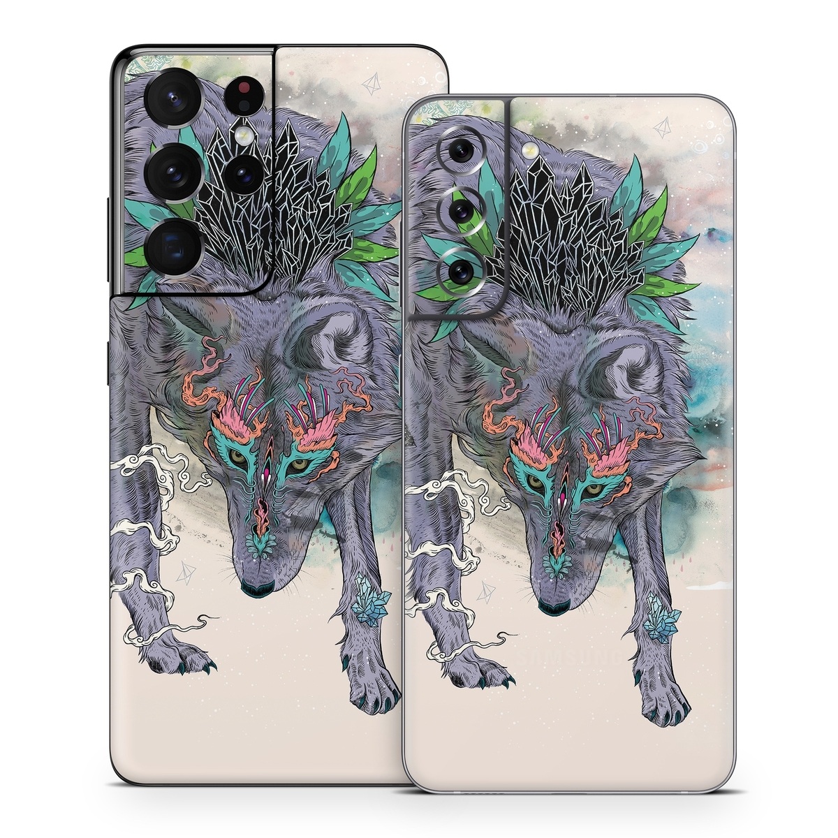 Samsung Galaxy S21 Series Skin design of Illustration, Boar, Art, Drawing, Fictional character, Sketch, Suidae, with gray, pink, black, blue, yellow colors