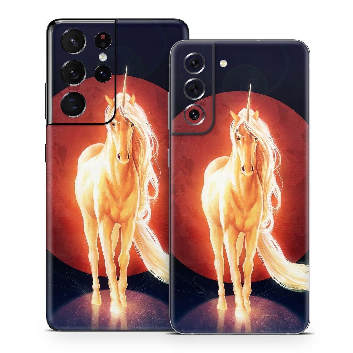 Samsung Galaxy S21 Series Skin design of Hair, Horse, Human body, Jaw, Art, Entertainment, Heat, Neon, Flame, Tail, with black, red, orange, yellow, white, purple colors