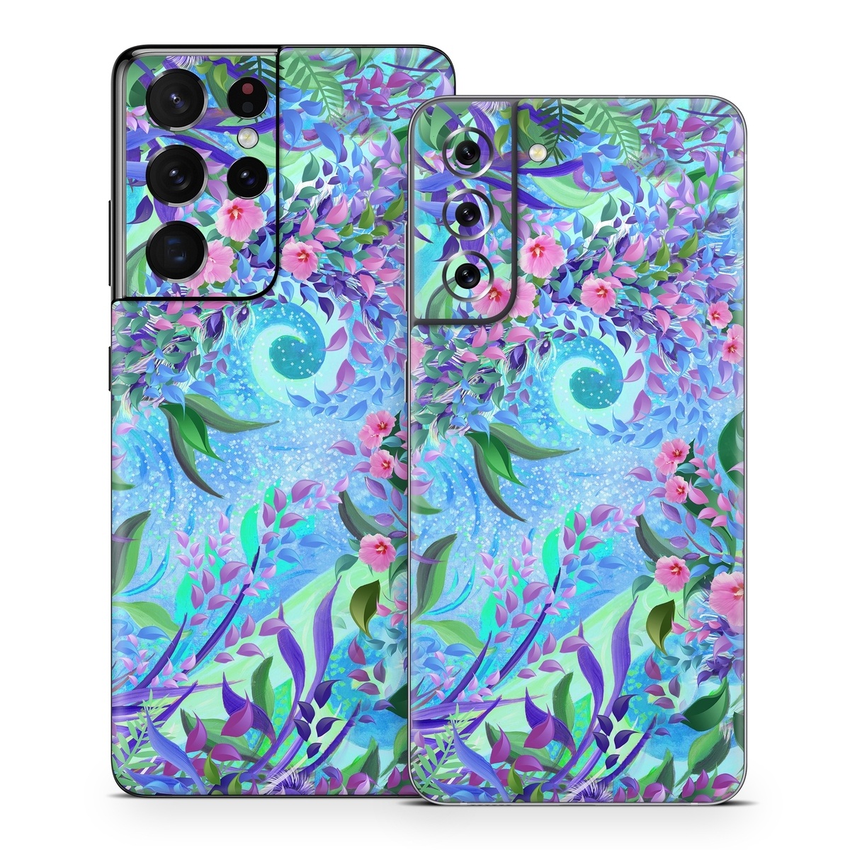 Samsung Galaxy S21 Series Skin design of Psychedelic art, Pattern, Lilac, Purple, Art, Pink, Design, Fractal art, Visual arts, Organism, with gray, blue, purple colors