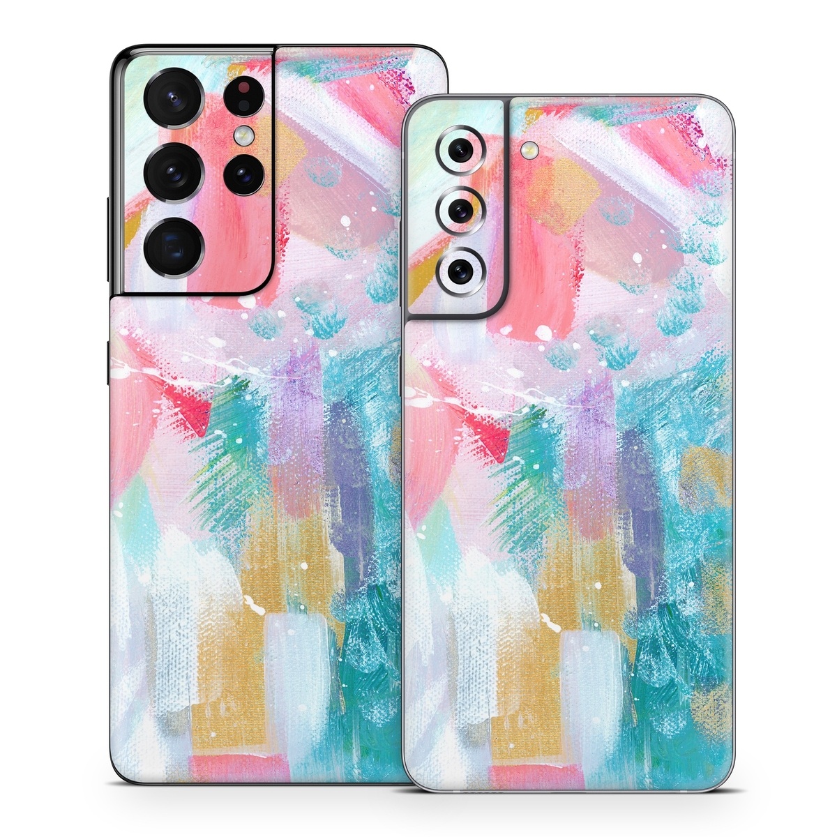 Samsung Galaxy S21 Series Skin design of Colorfulness, Art paint, Paint, Pink, Creative arts, Art, Aqua, Magenta, Tints and shades, Font, with white, blue, pink, purple, green, yellow colors