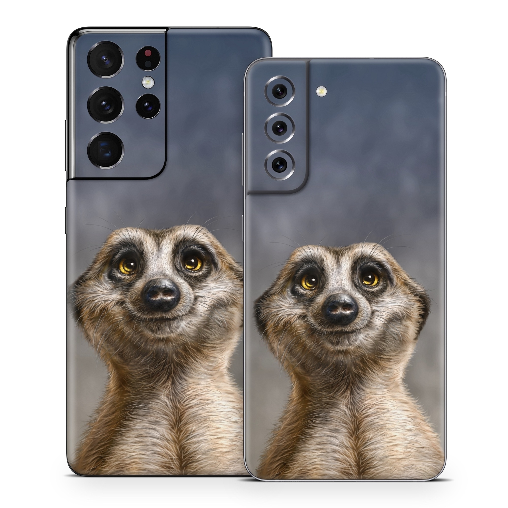 Samsung Galaxy S21 Series Skin design of Face, Head, Eye, Eyelash, Human body, Carnivore, Iris, Terrestrial animal, Whiskers, Snout, with white, gray, brown, yellow, black, blue colors