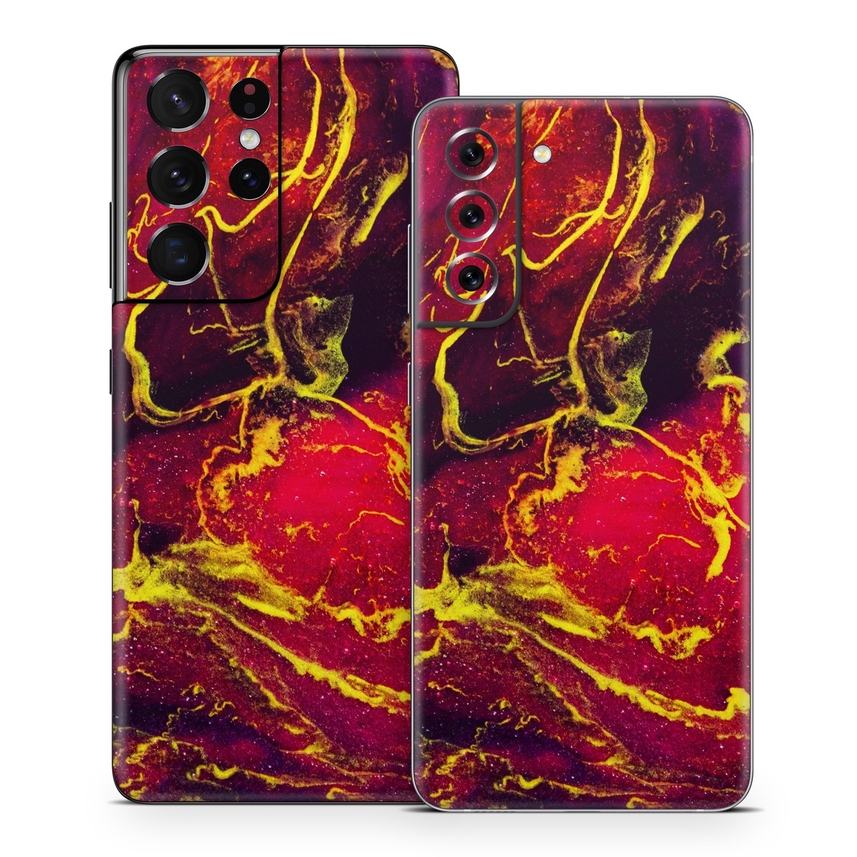 Samsung Galaxy S21 Series Skin design of Red, Purple, Geological phenomenon, Pattern, Fractal art, Art, Fictional character, Graphics, with red, yellow, black colors