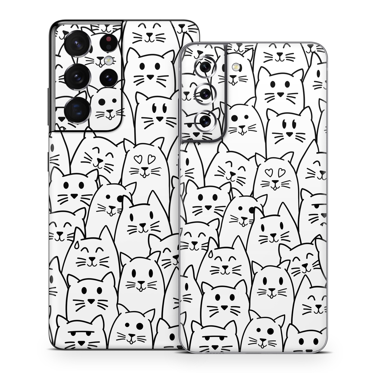 Samsung Galaxy S21 Series Skin design of White, Line art, Text, Black, Pattern, Black-and-white, Line, Design, Font, Organism, with white, black colors