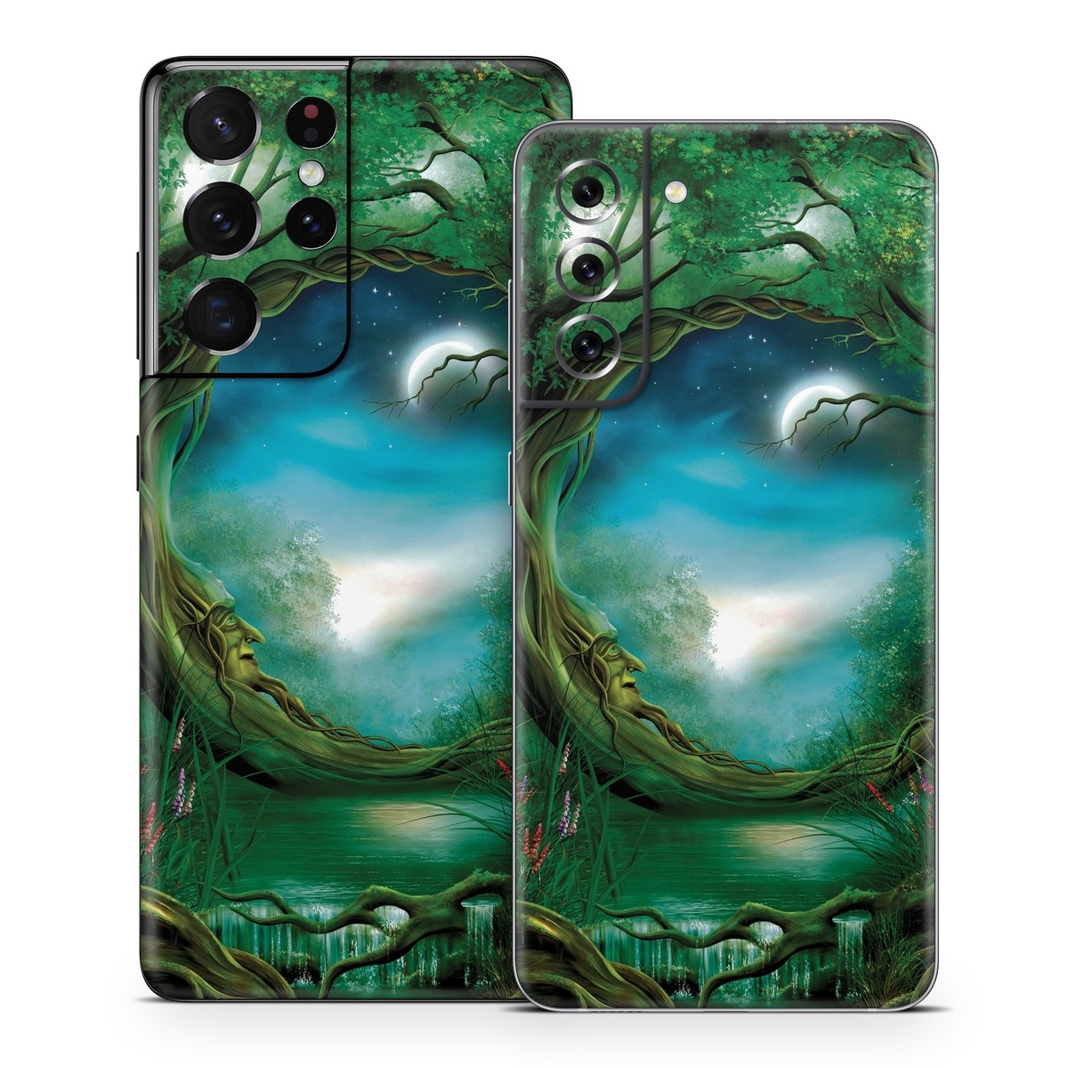 Samsung Galaxy S21 Series Skin design of Fractal art, Art, Organism, Fictional character, Earth, Cg artwork, with black, blue, green, gray colors
