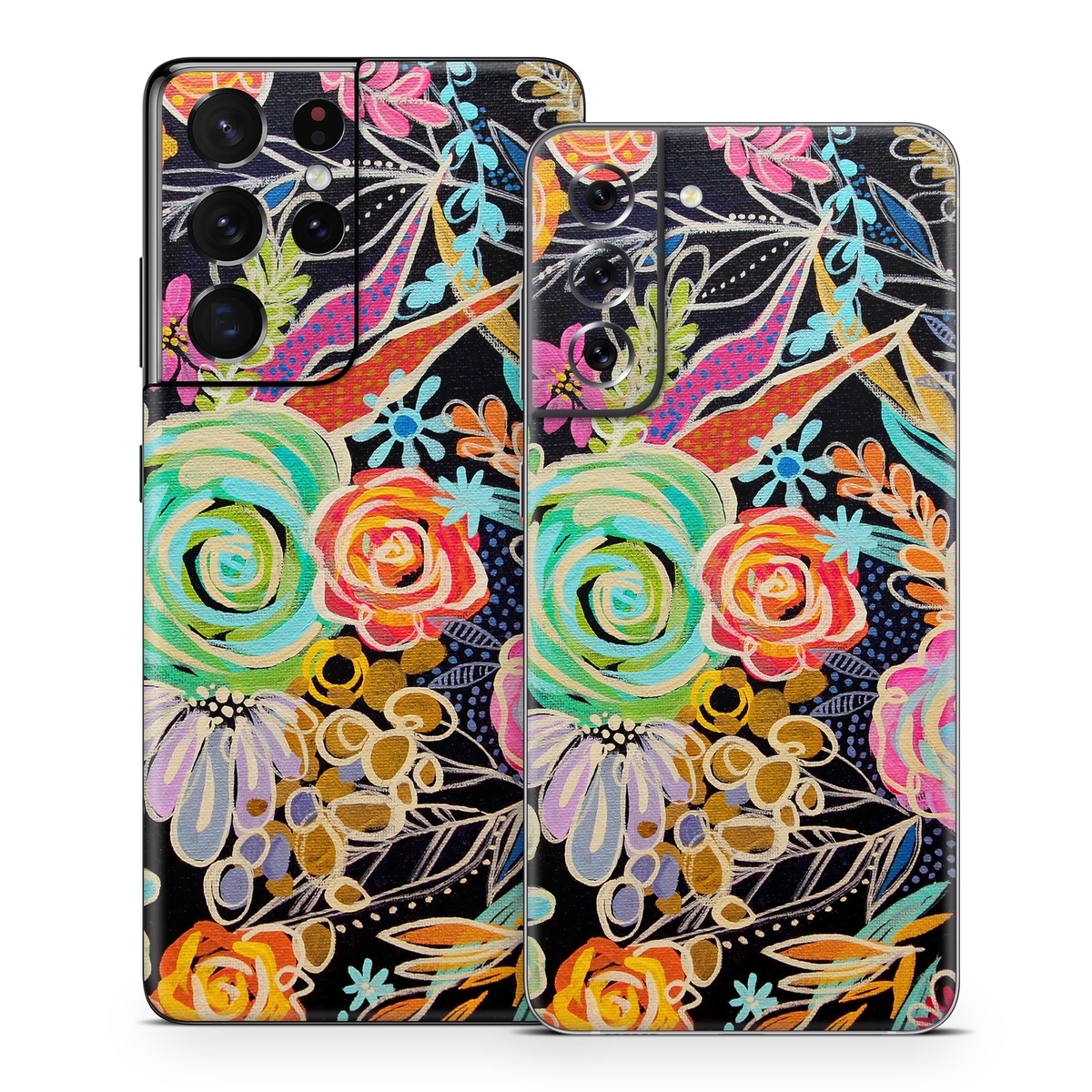 Samsung Galaxy S21 Series Skin design of Pattern, Floral design, Design, Textile, Visual arts, Art, Graphic design, Psychedelic art, Plant, with black, gray, green, red, blue colors