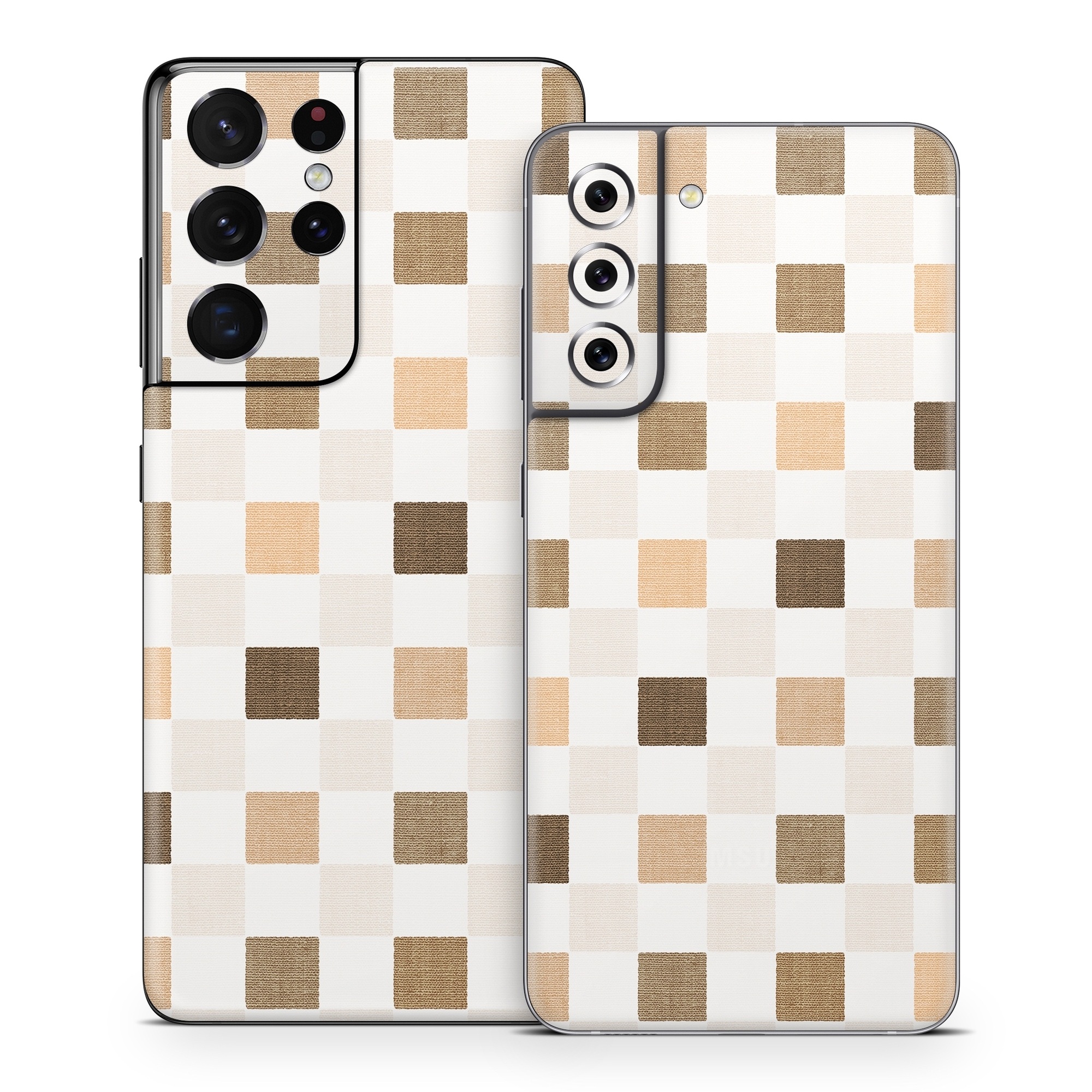 Samsung Galaxy S21 Series Skin design of Brown, Rectangle, Beige, Textile, Sleeve, Grey, Khaki, Material property, Symmetry, Art, with white, gray, brown colors