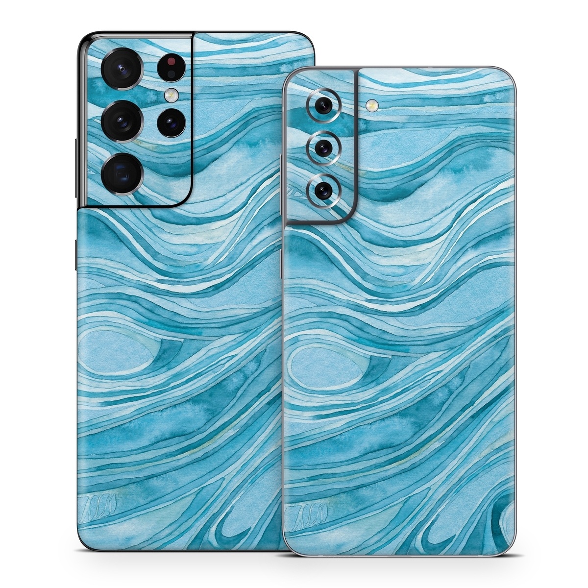 Samsung Galaxy S21 Series Skin design of Water, Liquid, Azure, Fluid, Rectangle, Aqua, Painting, Pattern, Electric blue, Art, with blue, white colors