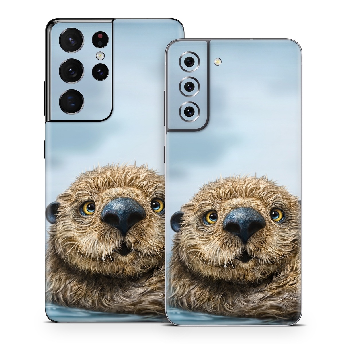Samsung Galaxy S21 Series Skin design of Mammal, Vertebrate, Otter, Sea otter, North american river otter, Marine mammal, Terrestrial animal, Mustelidae, Snout, Organism, with gray, black, blue, green, red colors
