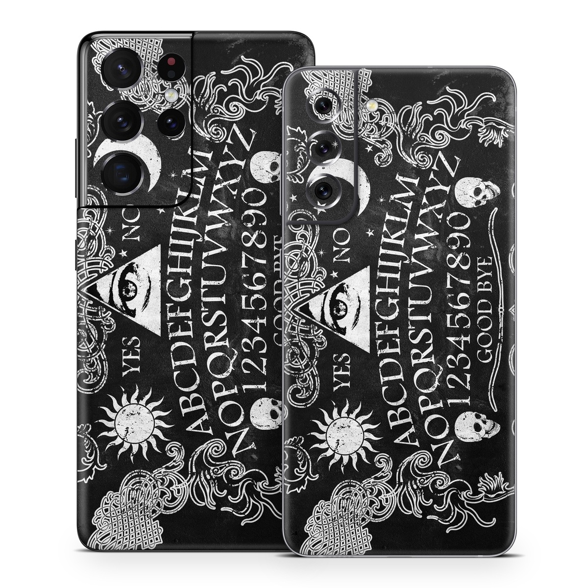 Samsung Galaxy S21 Series Skin design of Text, Font, Pattern, Design, Illustration, Headpiece, Tiara, Black-and-white, Calligraphy, Hair accessory, with black, white, gray colors