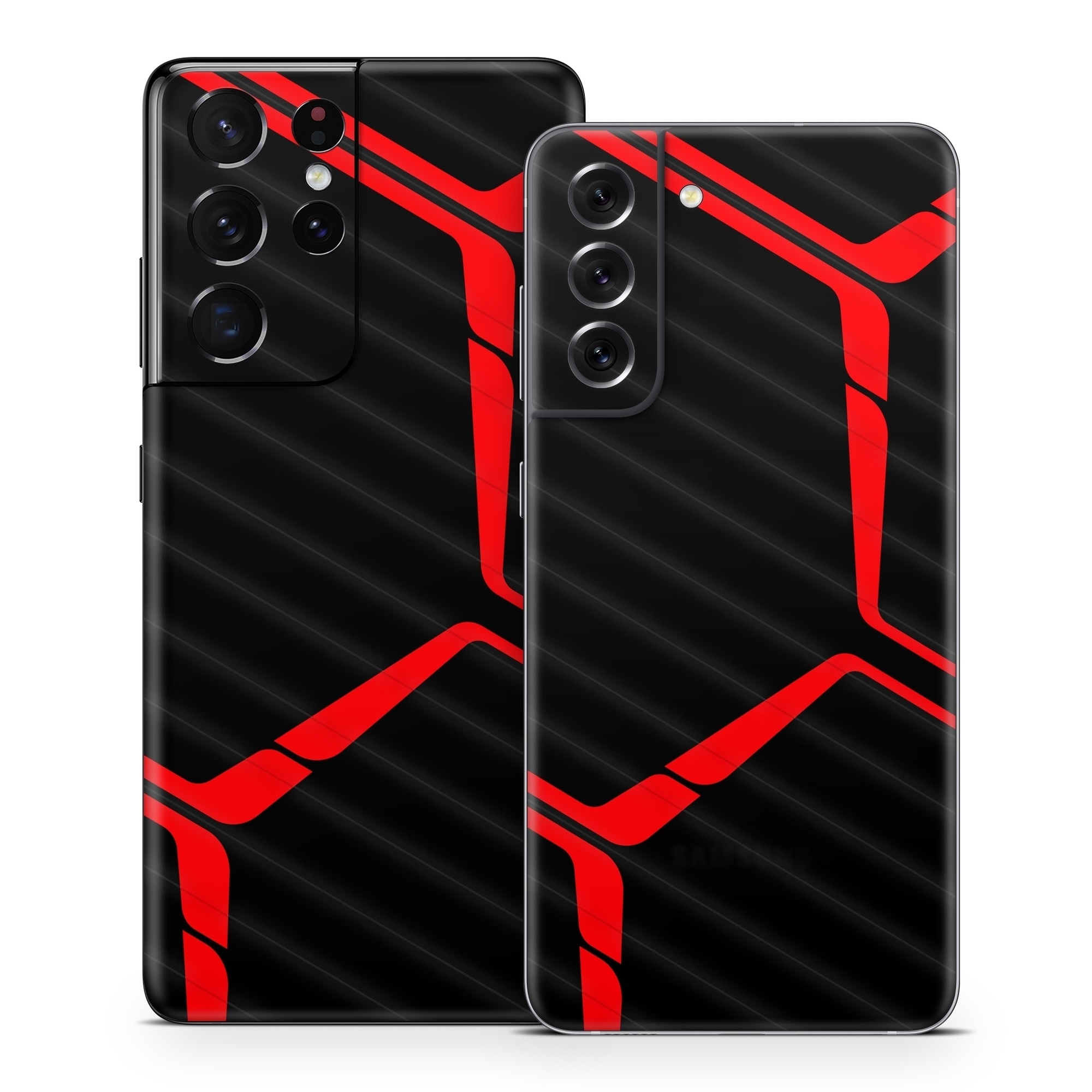 Samsung Galaxy S21 Series Skin design of Sleeve, Triangle, Font, Rectangle, Parallel, Magenta, Electric blue, Pattern, Symmetry, T-shirt, with black, red colors