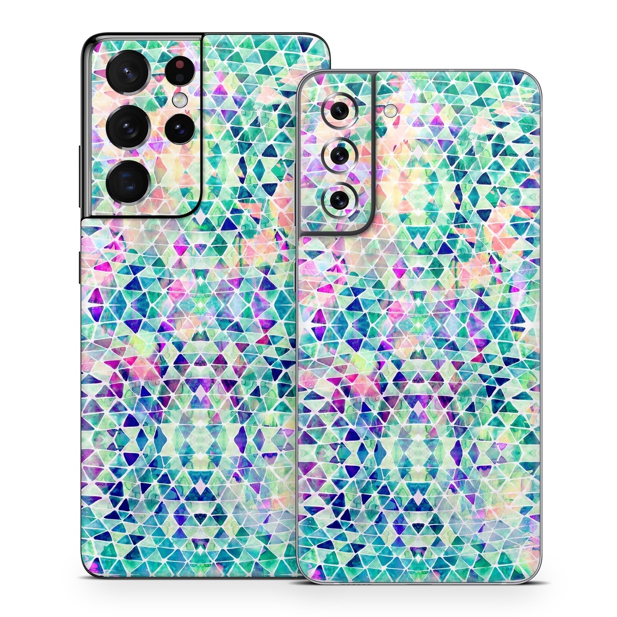 Samsung Galaxy S21 Series Skin design of Pattern, Aqua, Line, Teal, Purple, Turquoise, Design, with white, blue, purple, orange, green colors