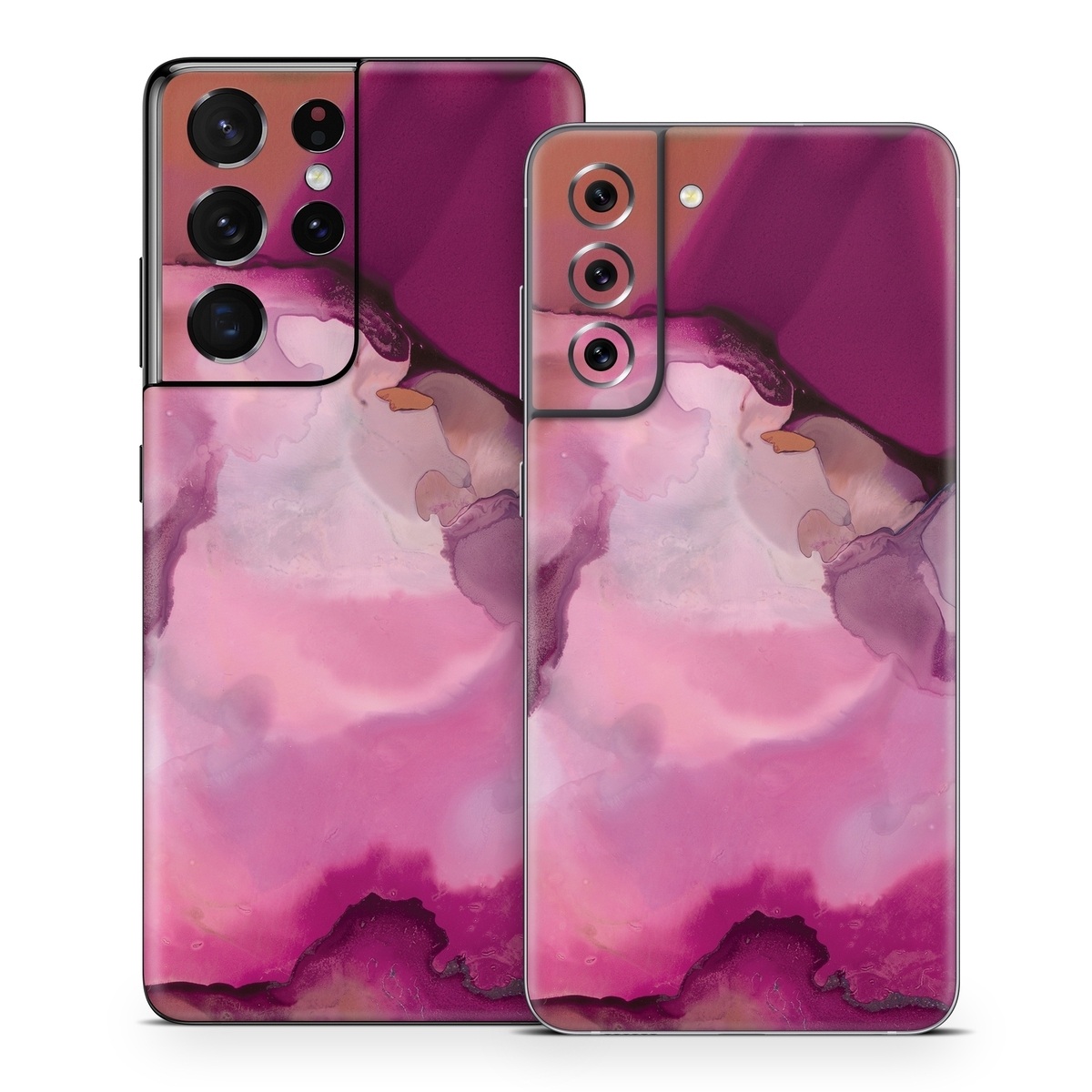 Samsung Galaxy S21 Series Skin design of Purple, Pink, Watercolor paint, Magenta, Illustration, Art, with white, red, pink, white colors