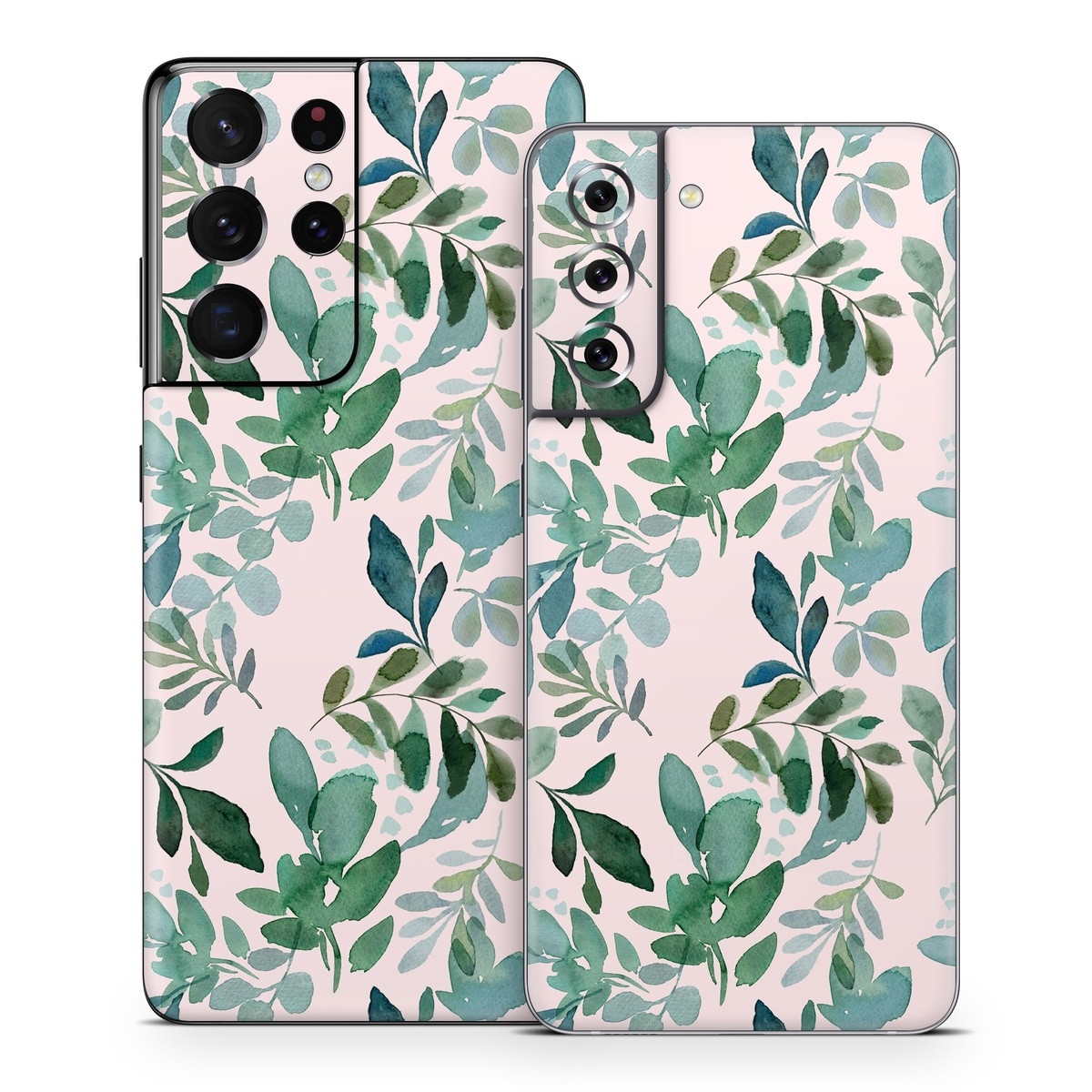 Samsung Galaxy S21 Series Skin design of Pattern, Green, Leaf, Design, Plant, Tree, Military camouflage, with white, green, blue colors