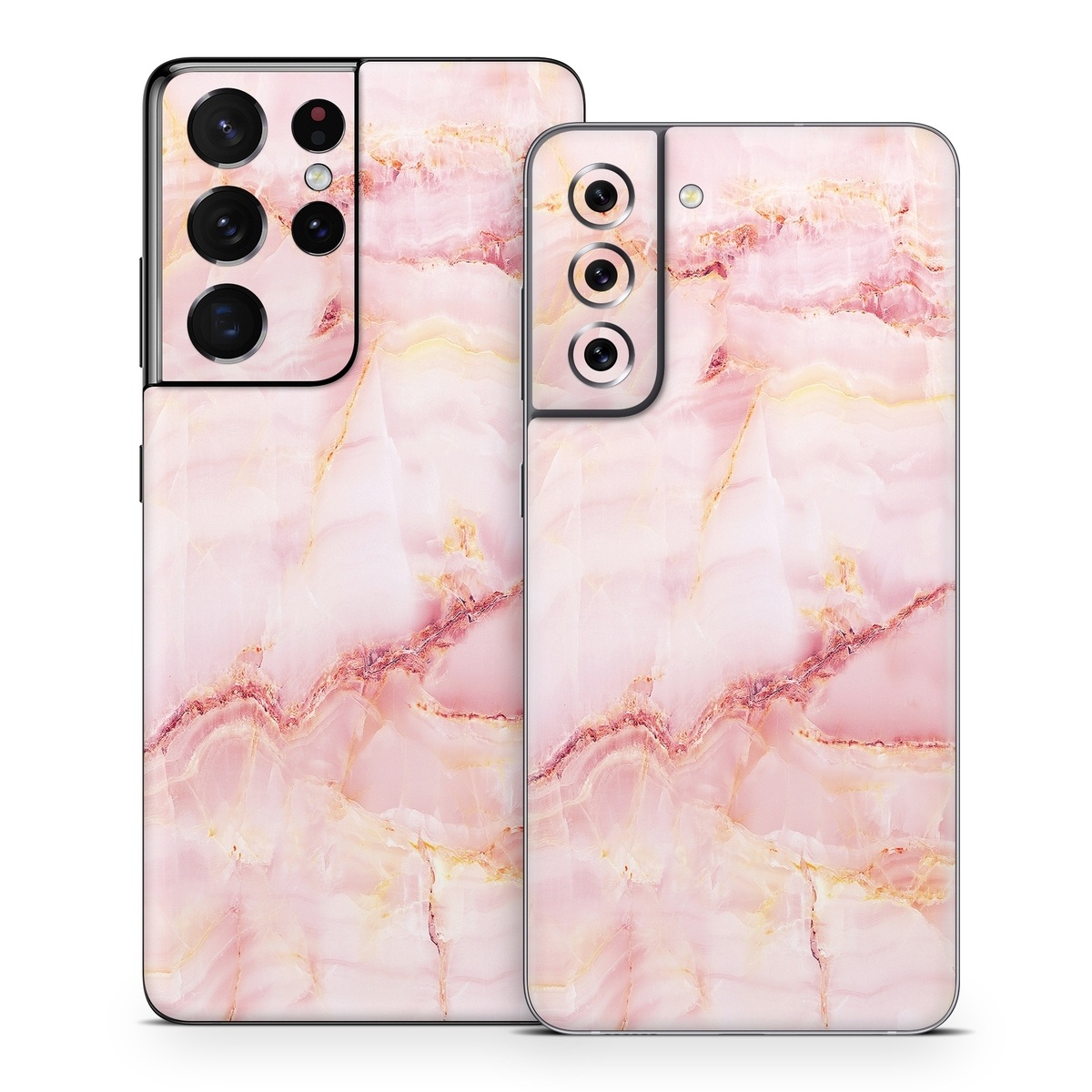 Samsung Galaxy S21 Series Skin design of Pink, Peach, with white, pink, red, yellow, orange colors