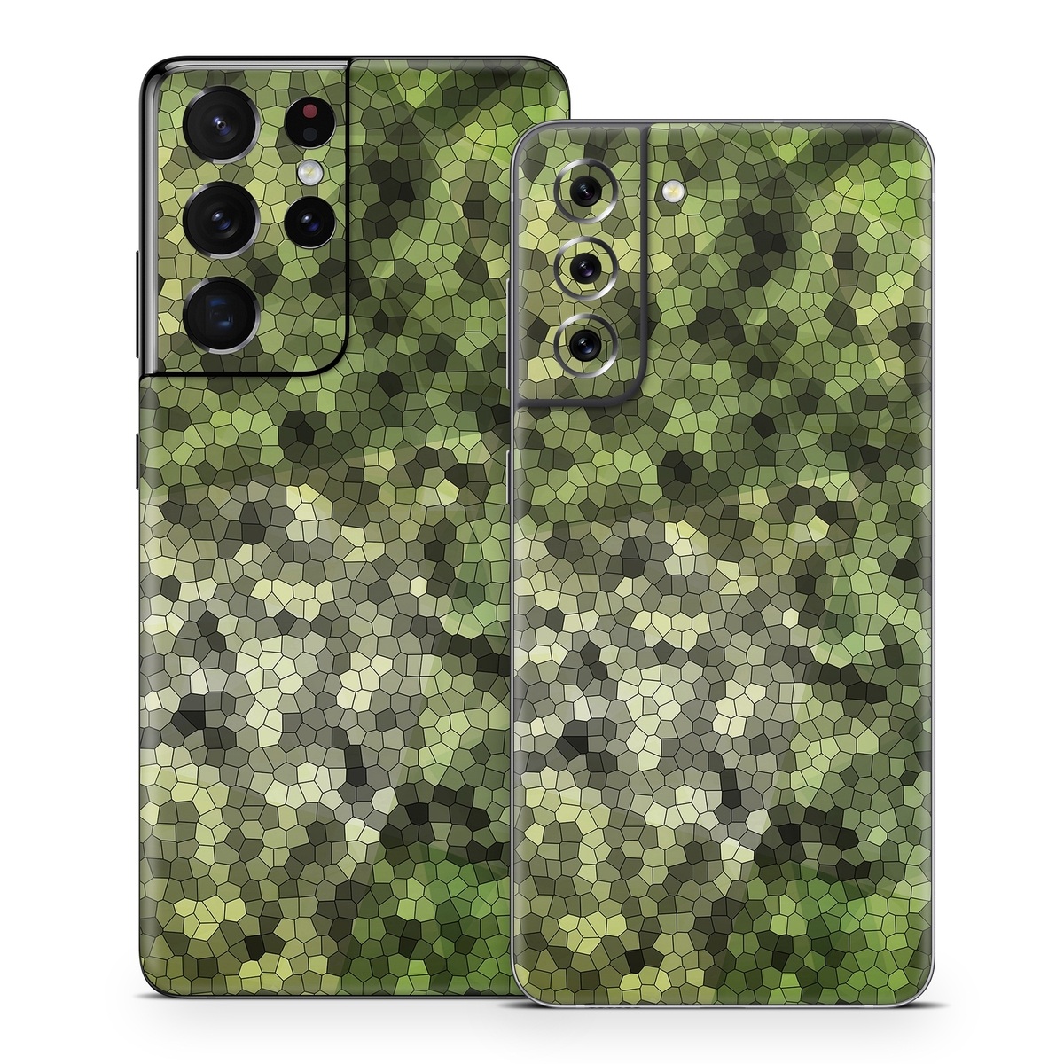 Samsung Galaxy S21 Series Skin design of Green, Grass, Leaf, Plant, Pattern, Groundcover, with black, white, green, gray colors