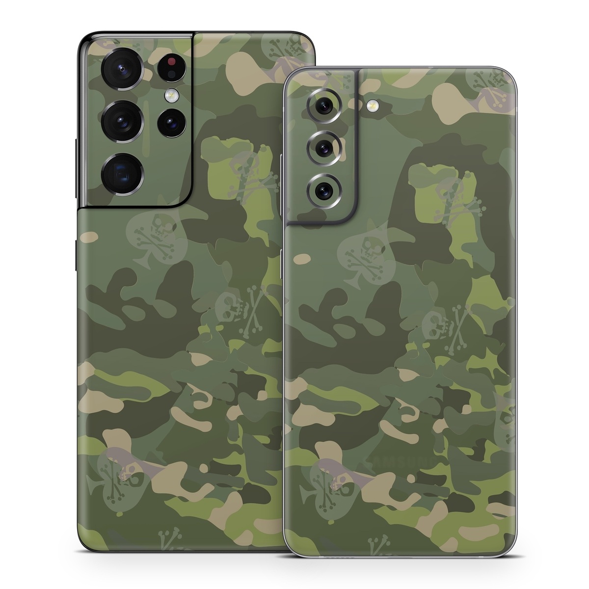 Samsung Galaxy S21 Series Skin design of Military camouflage, Pattern, Camouflage, Uniform, Clothing, Green, Design, Leaf, Plant, Illustration, with green, brown colors