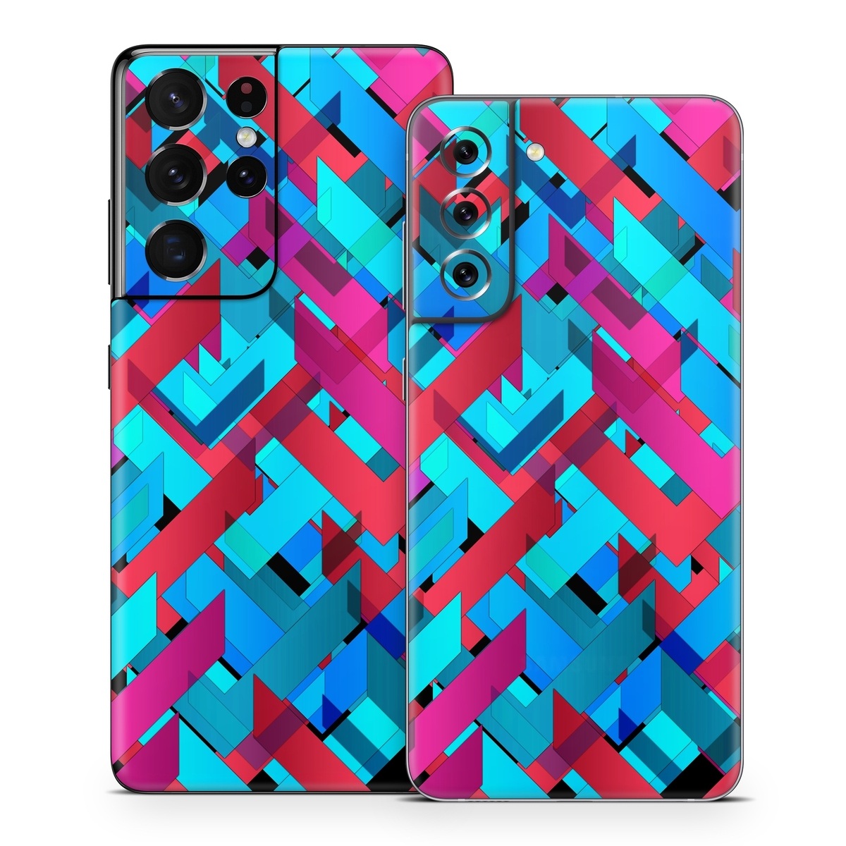 Samsung Galaxy S21 Series Skin design of Pattern, Turquoise, Line, Teal, Magenta, Design, Textile, Symmetry, Colorfulness, with blue, red, purple, black colors