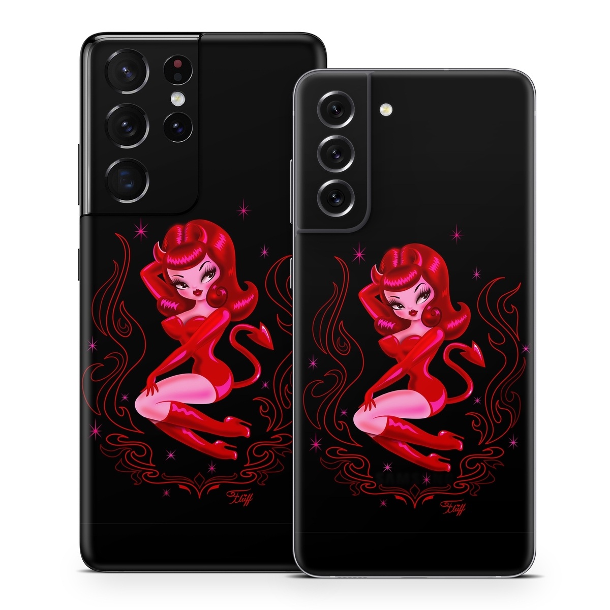 Samsung Galaxy S21 Series Skin design of Pink, Illustration, Fictional character, Graphic design, Neon, Magenta, Graphics, Art, with black, red, pink colors