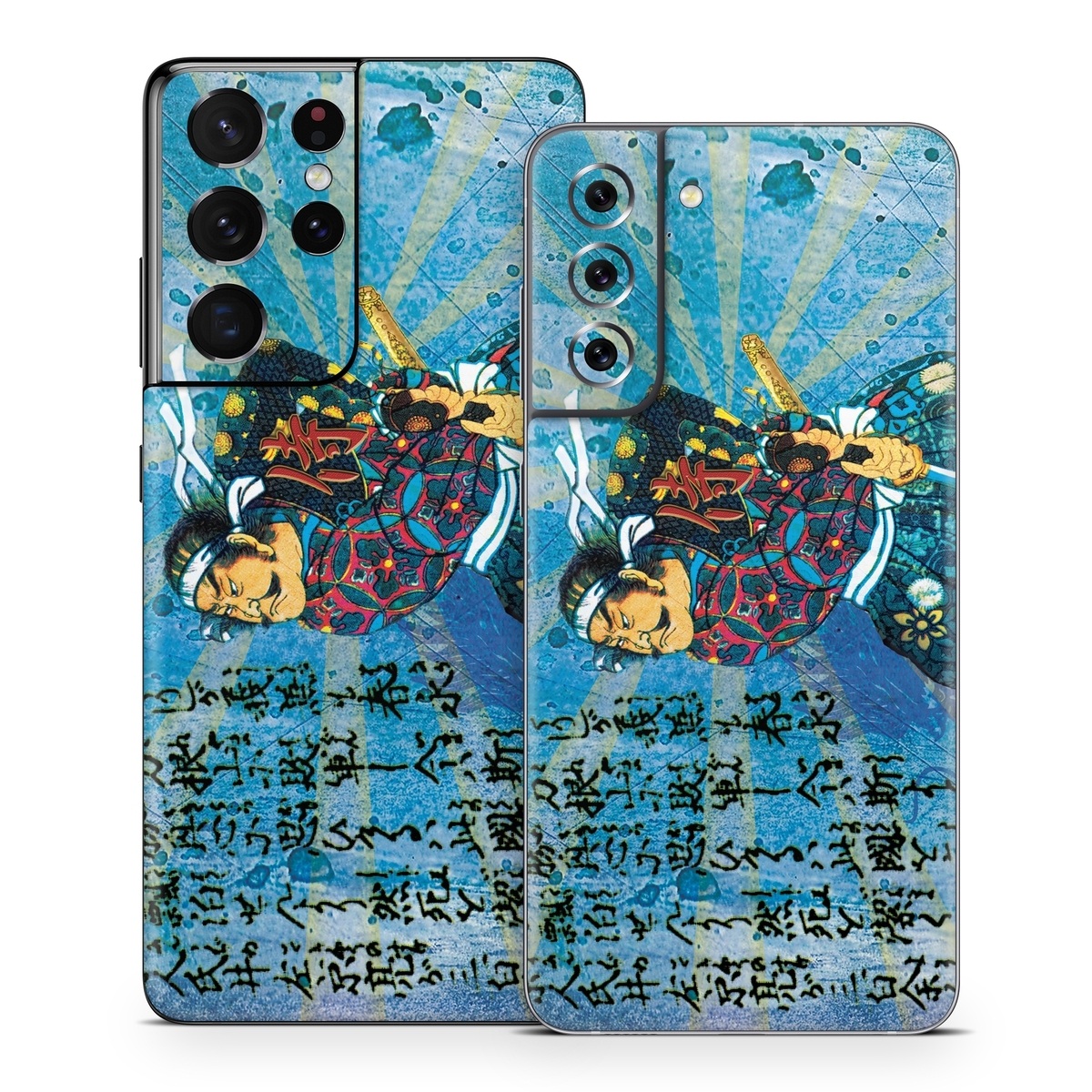 Samsung Galaxy S21 Series Skin design of Art, Illustration, Painting, with blue, black, gray, green, red colors