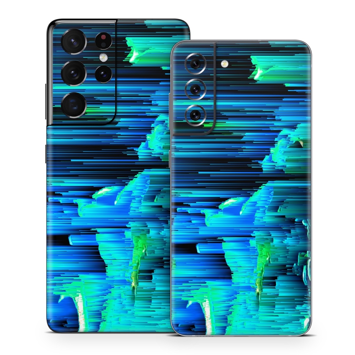 Samsung Galaxy S21 Series Skin design of Blue, Green, Turquoise, Light, Colorfulness, Electric blue, with blue, green, black, white colors