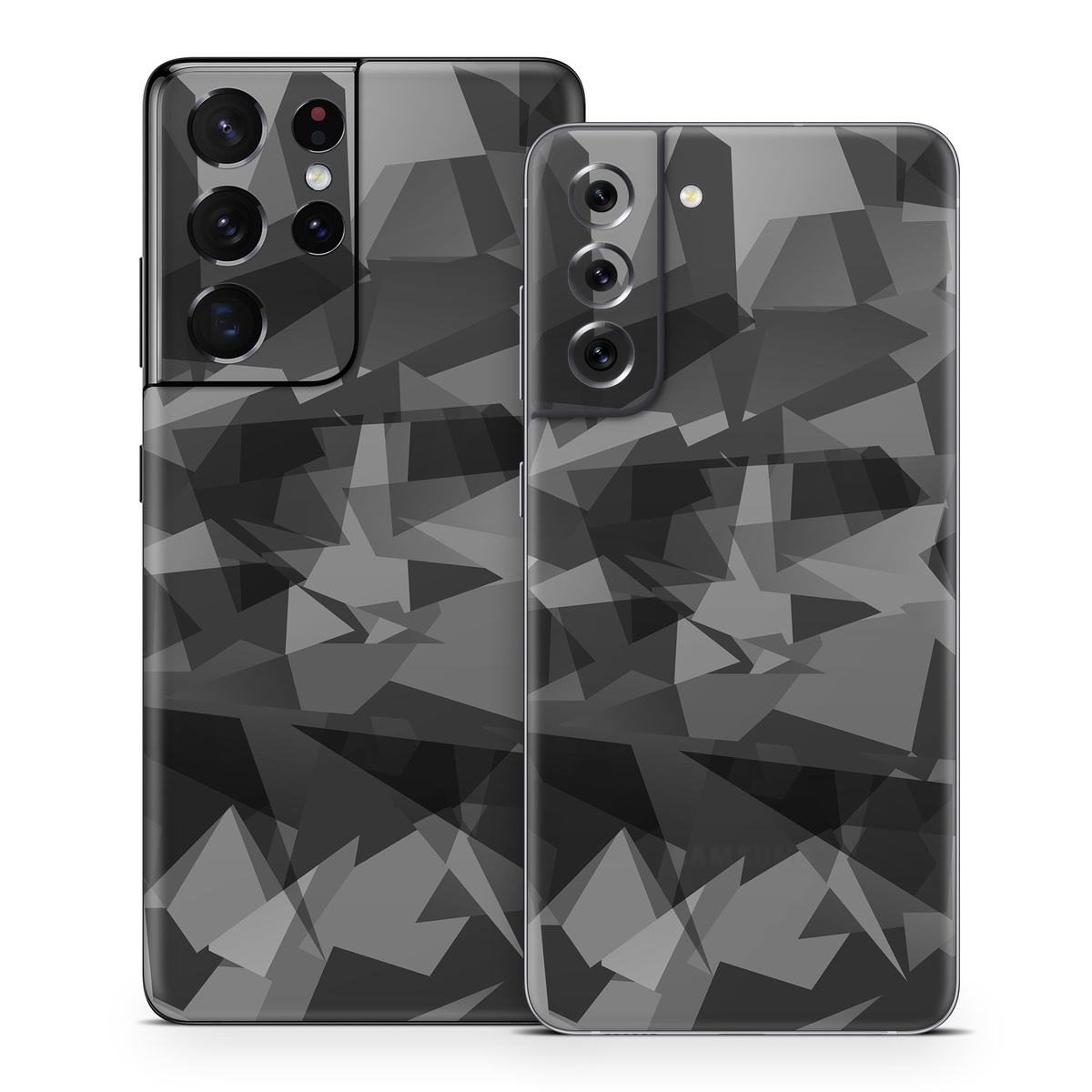 Samsung Galaxy S21 Series Skin design of Black, Pattern, Triangle, Black-and-white, Monochrome, Grey, Design, Line, Architecture, Monochrome photography, with black, gray colors