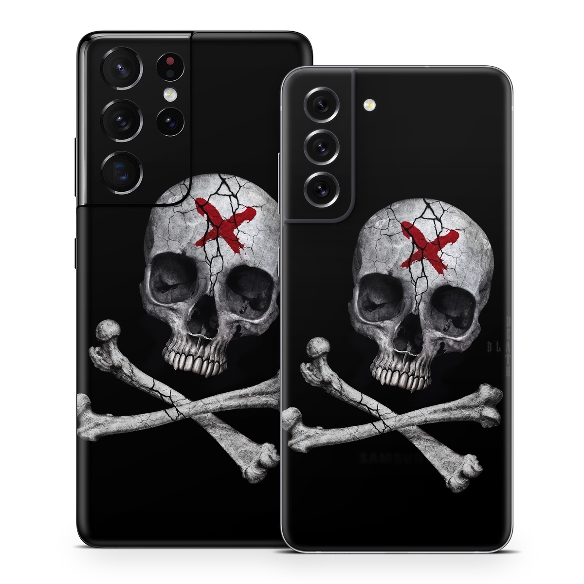 Samsung Galaxy S21 Series Skin design of Bone, Skull, Skeleton, Jaw, Illustration, Animation, Fictional character, Still life photography, with black, white, gray colors
