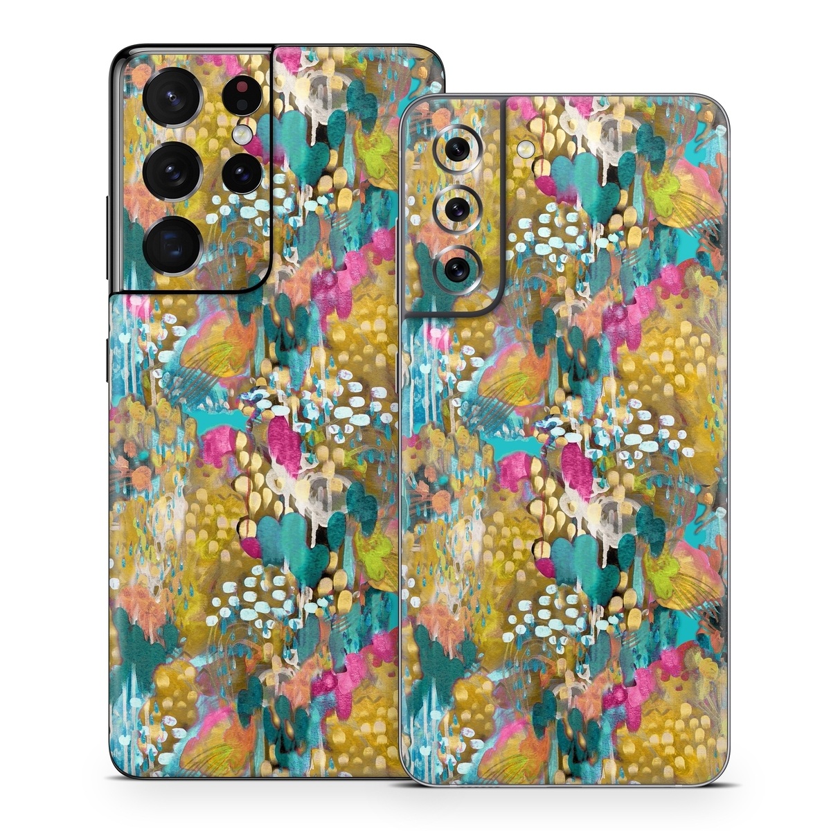 Samsung Galaxy S21 Series Skin design of Pattern, Textile, Design, Art, Visual arts, Wildflower, with green, gray, blue, black, red colors