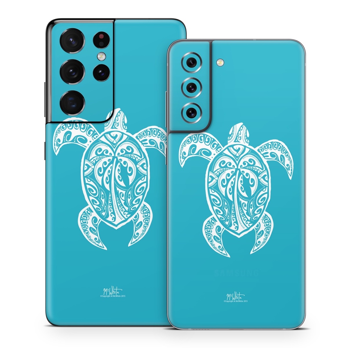 Samsung Galaxy S21 Series Skin design of Sea turtle, Turtle, Green sea turtle, Reptile, Illustration, with blue, white colors