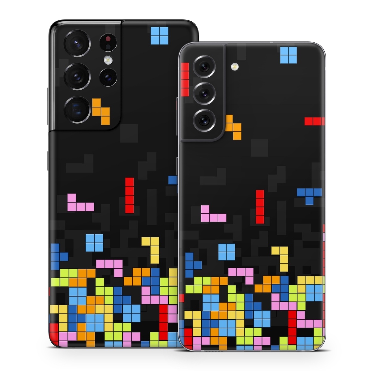 Samsung Galaxy S21 Series Skin design of Pattern, Symmetry, Font, Design, Graphic design, Line, Colorfulness, Magenta, Square, Graphics, with black, green, blue, orange, red colors