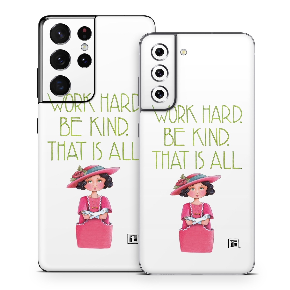 Samsung Galaxy S21 Series Skin design of Pink, Headgear, Font, Hat, with white, green, pink, black, white, yellow, blue colors