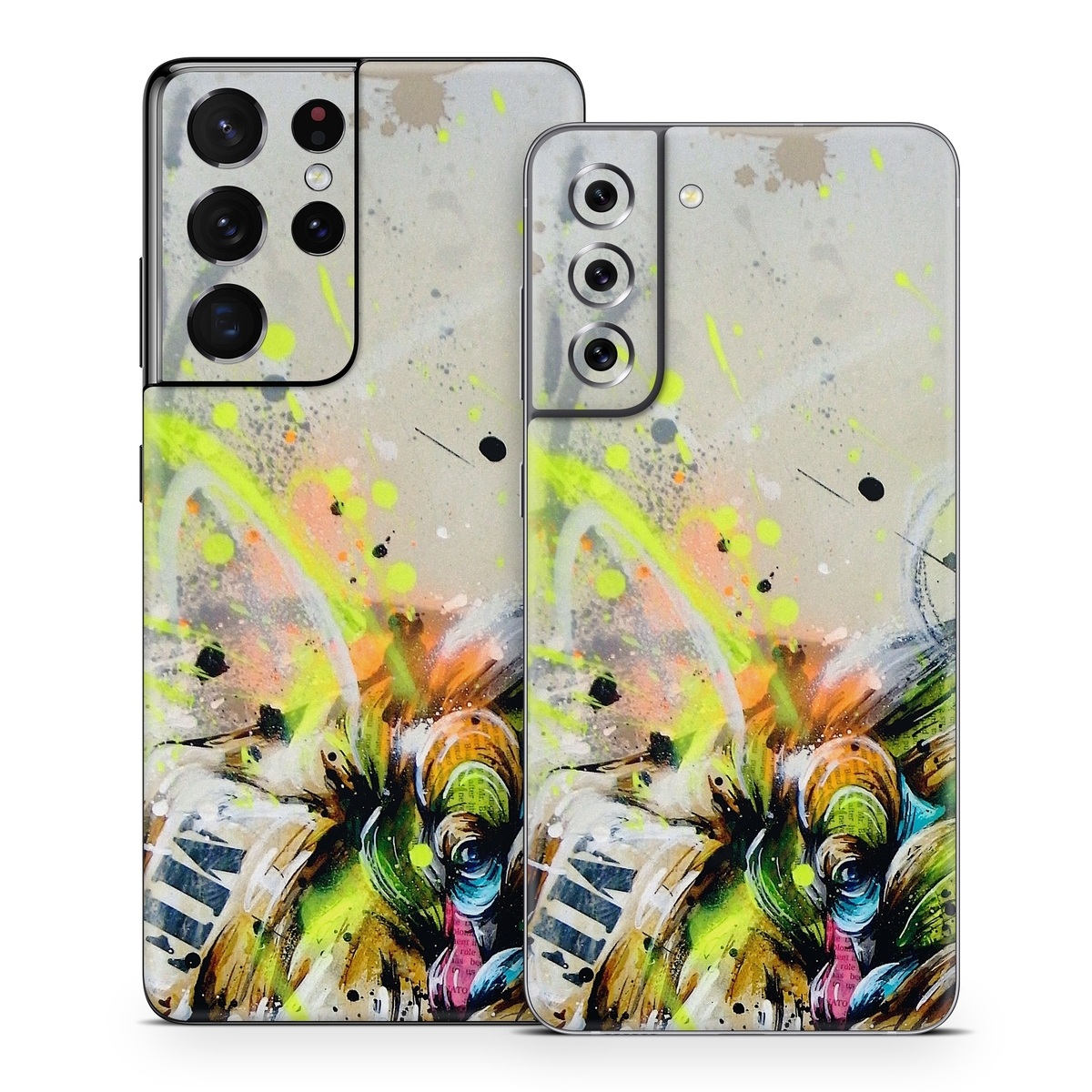 Samsung Galaxy S21 Series Skin design of Watercolor paint, Graphic design, Illustration, Acrylic paint, Art, Modern art, Painting, Visual arts, Paint, Graphics, with gray, black, green, red, blue colors