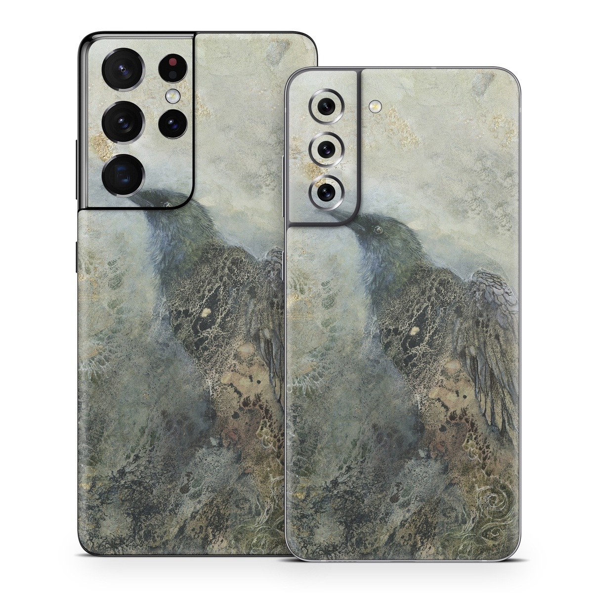 Samsung Galaxy S21 Series Skin design of Painting, Water, Geology, Art, Rock, Watercolor paint, Illustration, with black, gray, white, blue colors