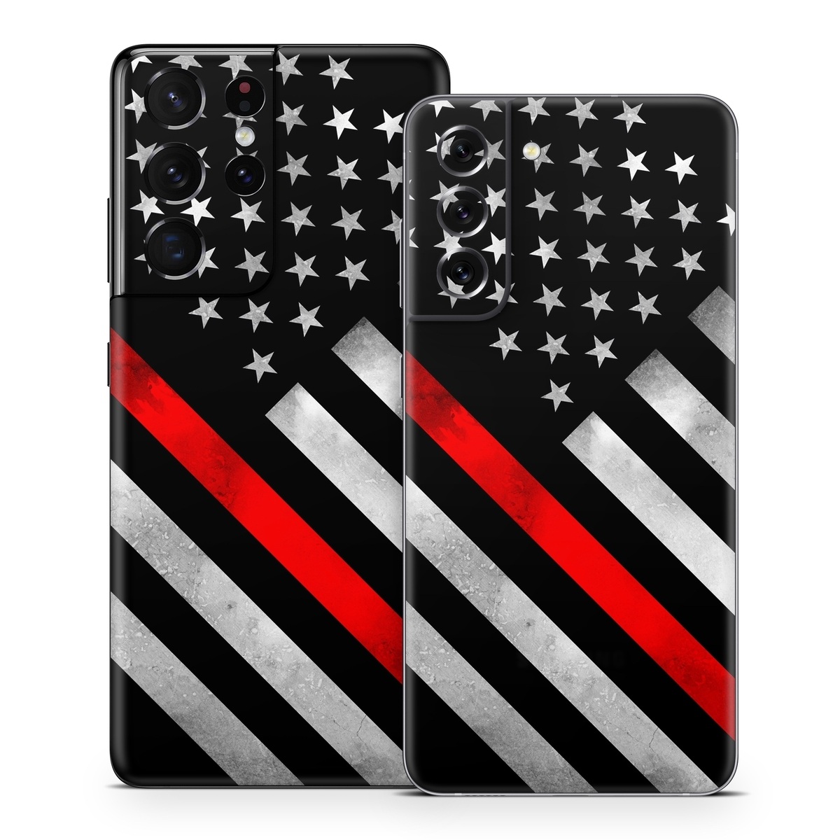 Samsung Galaxy S21 Series Skin design of Flag of the united states, Flag, Line, Black-and-white, Pattern, Flag Day (USA), Veterans day, Independence day, Memorial day, with black, white, gray, red colors