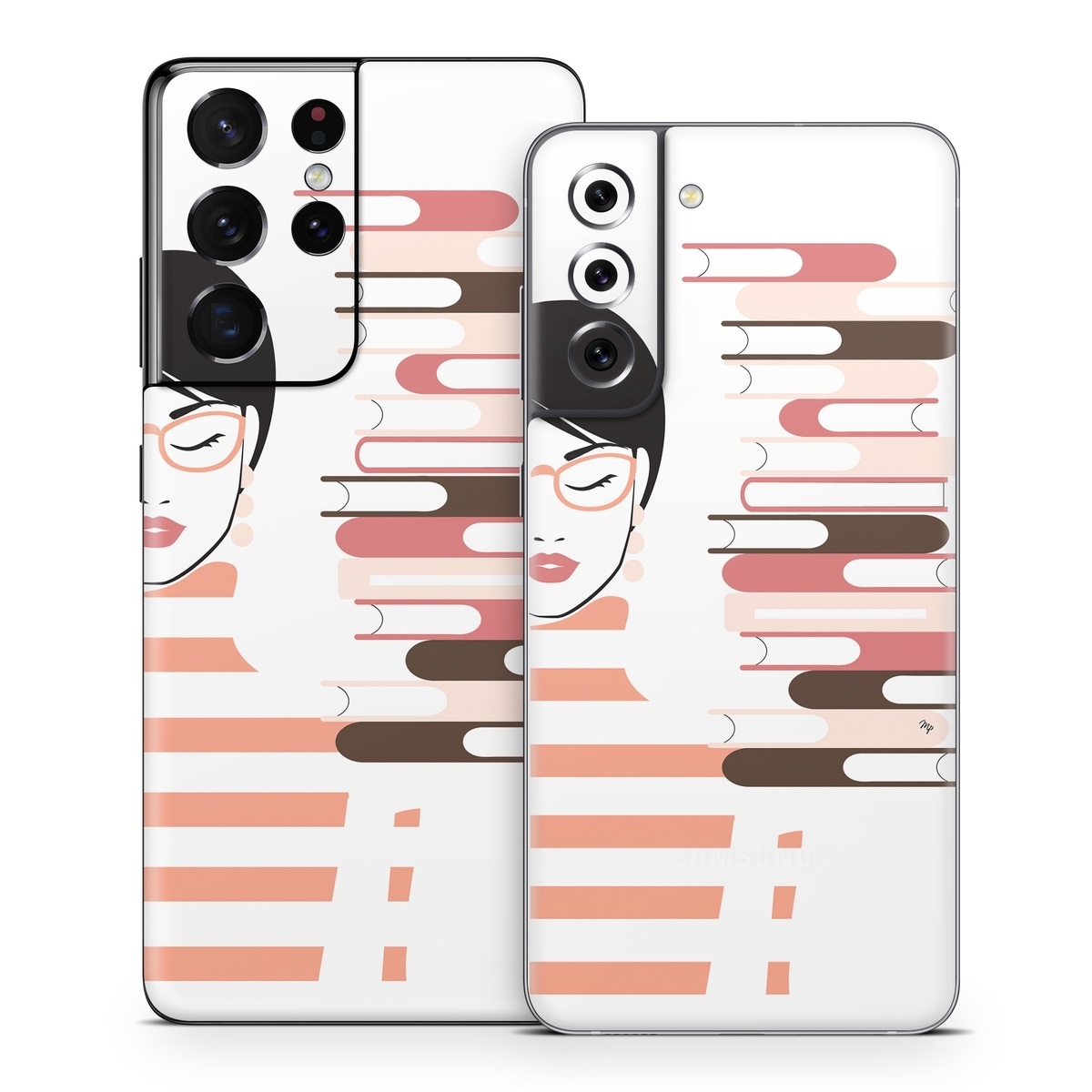 Samsung Galaxy S21 Series Skin design of Eyebrow, Gesture, Font, Carmine, Graphics, Thumb, Art, Illustration, Graphic design, Lipstick, with white, black, pink, brown, red colors