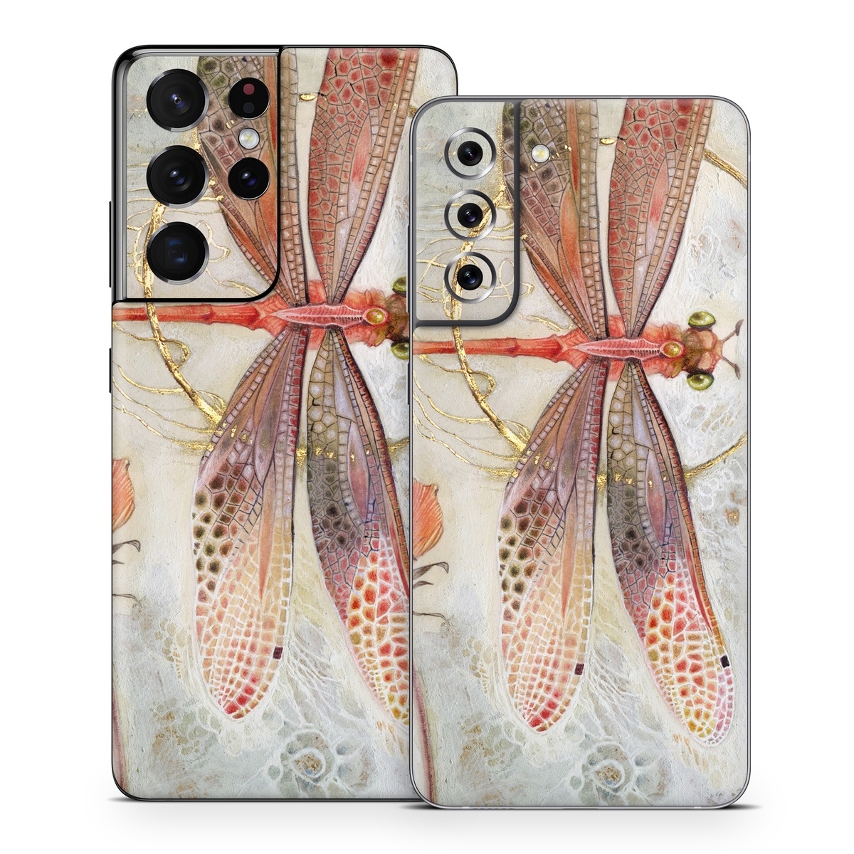 Samsung Galaxy S21 Series Skin design of Watercolor paint, Botany, Flower, Illustration, Floral design, Painting, Plant, Coquelicot, Art, Still life photography, with red, yellow, gray colors