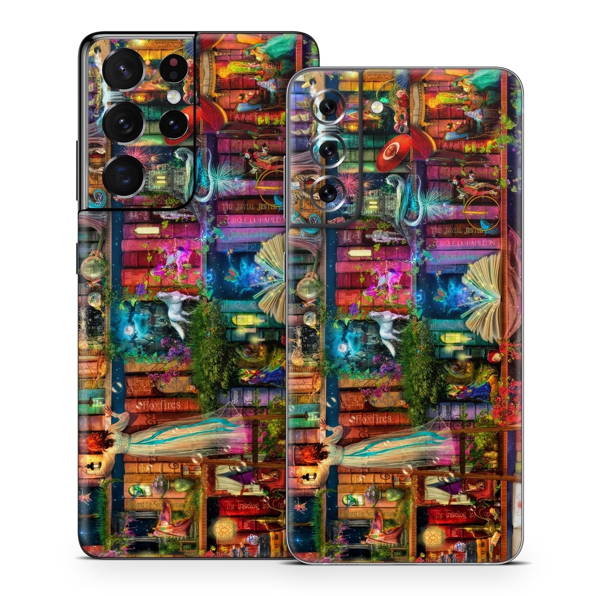 Samsung Galaxy S21 Series Skin design of Painting, Art, Theatrical scenery, with black, red, gray, green, blue colors