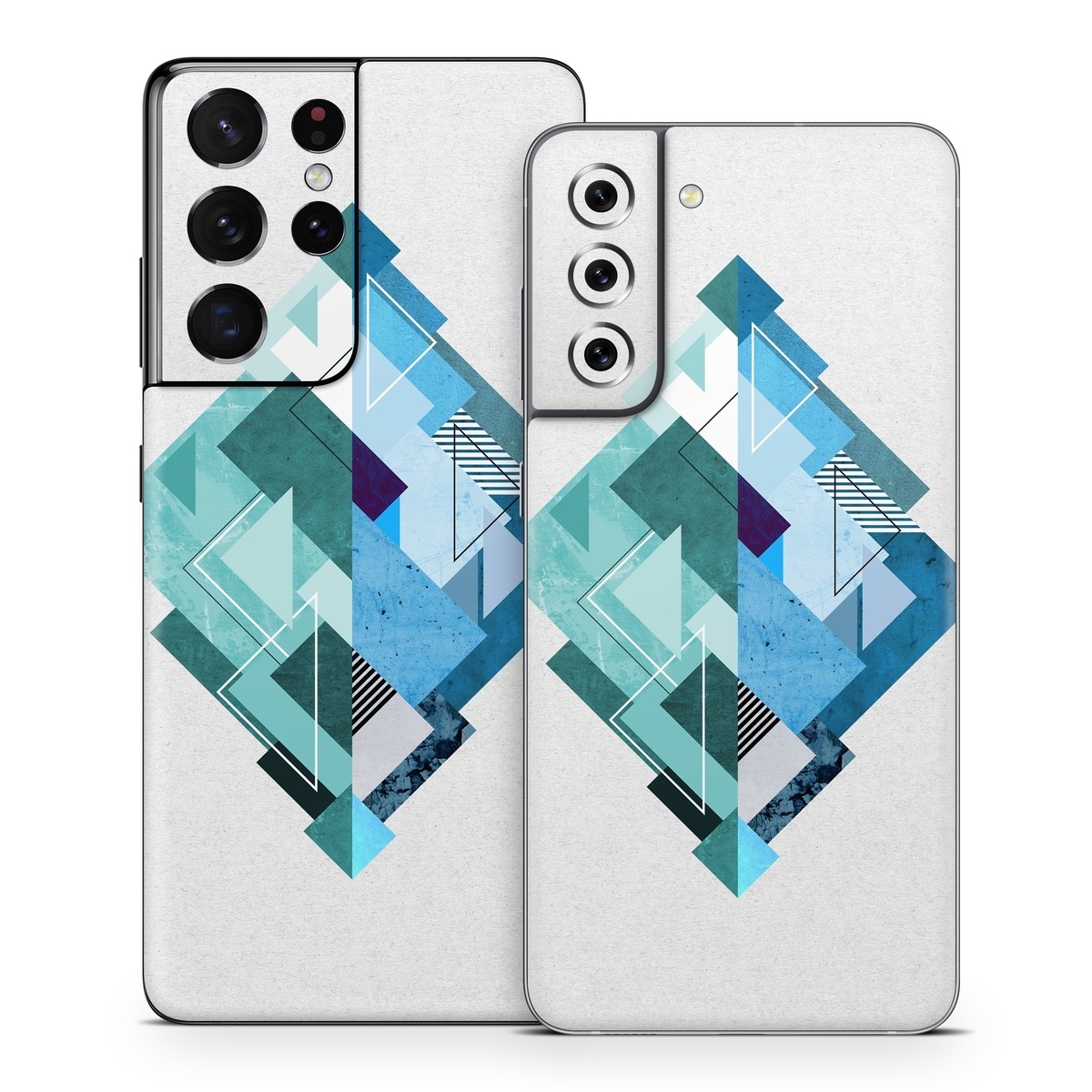 Samsung Galaxy S21 Series Skin design of Blue, Turquoise, Illustration, Graphic design, Design, Line, Logo, Triangle, Graphics, with gray, blue, purple colors