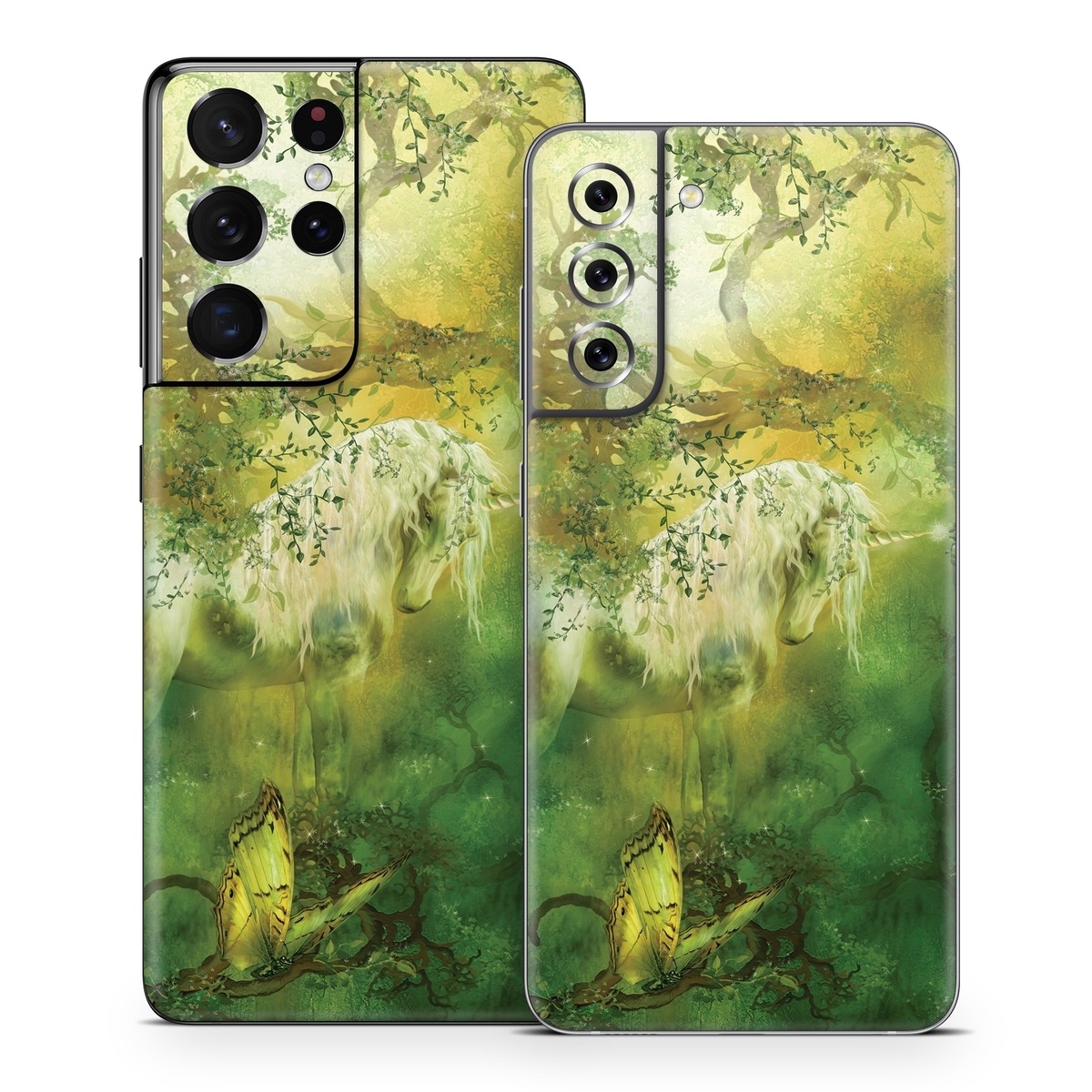 Samsung Galaxy S21 Series Skin design of Nature, Green, Painting, Art, Visual arts, Watercolor paint, Illustration, Modern art, Still life, with green, black, gray colors