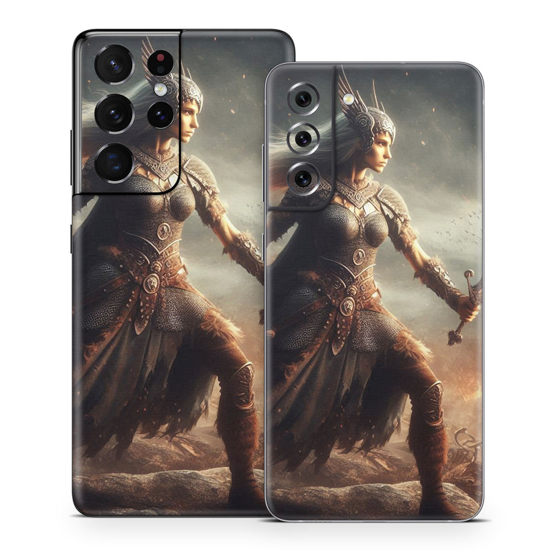 Samsung Galaxy S21 Series Skin design of CG artwork, Armour, Fictional character, Action, Mythology, Action-adventure game, Breastplate, Video Game Software, Spear, Sword