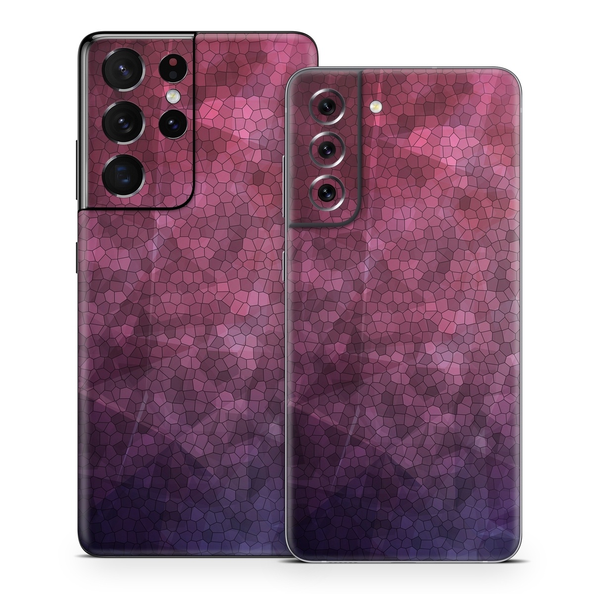 Samsung Galaxy S21 Series Skin design of Purple, Sky, Red, Violet, Pink, Pattern, Design, Triangle, Line, Magenta, with black, red, purple, pink, white colors