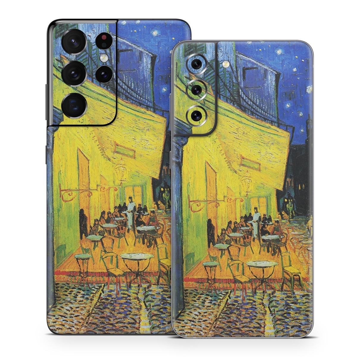 Samsung Galaxy S21 Series Skin design of Painting, Art, Yellow, Watercolor paint, Illustration, Modern art, Visual arts, Street, Infrastructure, Tree, with green, black, blue, gray, red colors