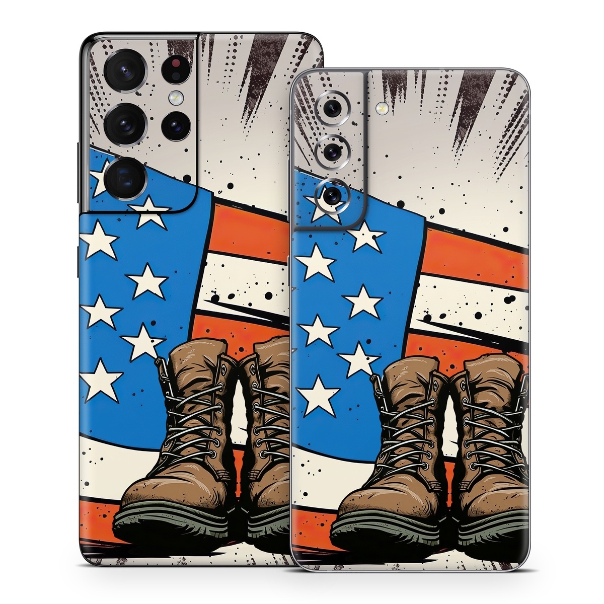 Samsung Galaxy S21 Series Skin design of Footwear, Shoe, Walking shoe, Outdoor shoe, Line, Flag of the united states, Sneakers, Font, Art, Human leg, with red, blue, white, black, brown, gray colors