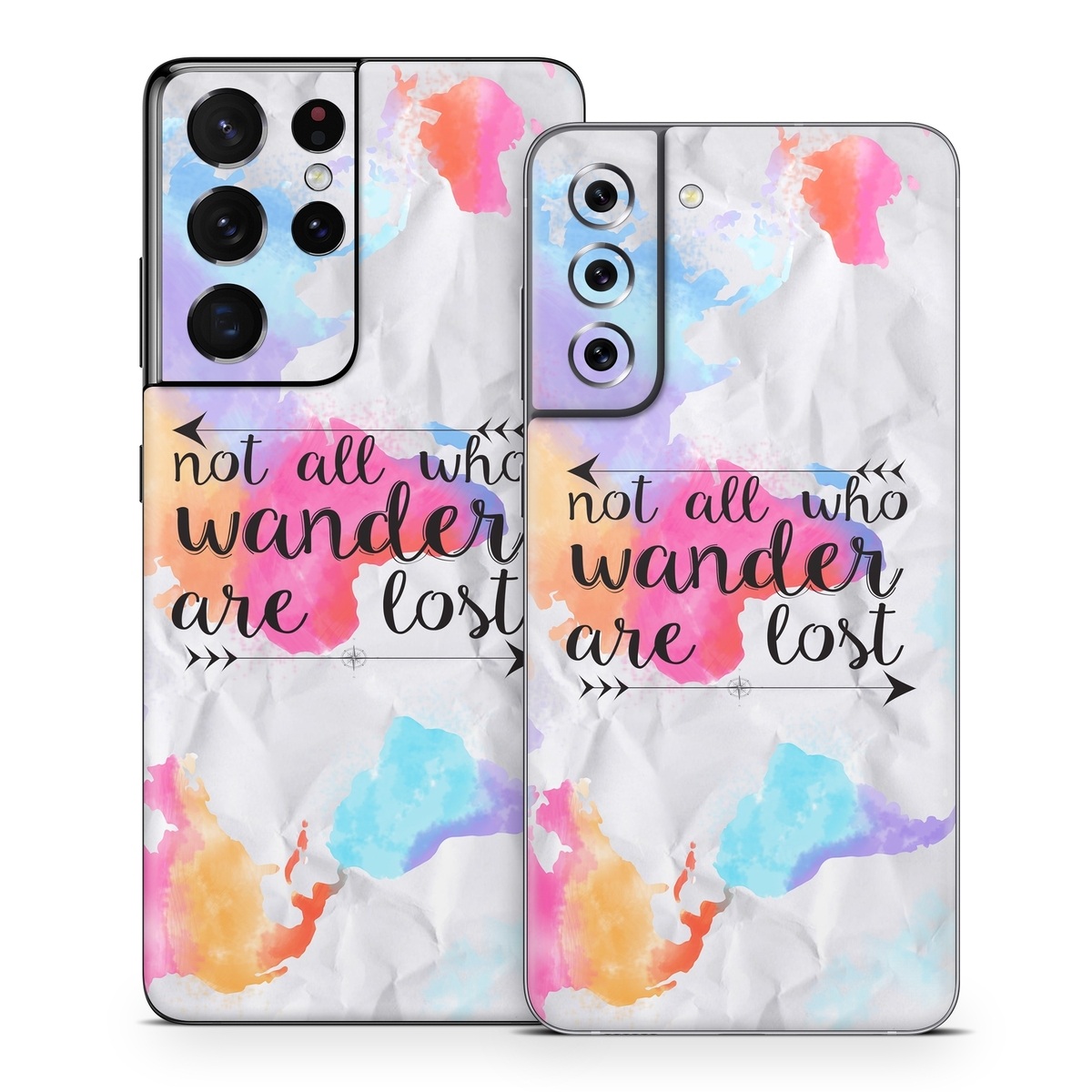 Samsung Galaxy S21 Series Skin design of Font, Text, Calligraphy, Graphics, with black, white, orange, pink, red, blue, purple, yellow colors