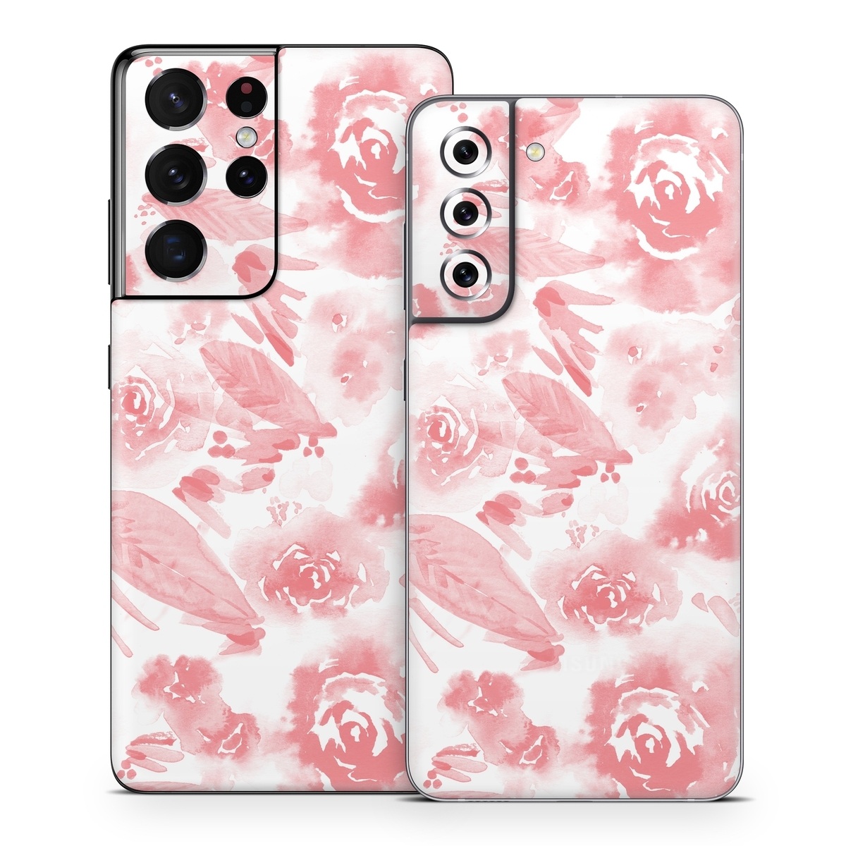 Samsung Galaxy S21 Series Skin design of Pink, Pattern, Rose, Design, Floral design, Rose family, Garden roses, Petal, Flower, Textile, with white, red, pink colors