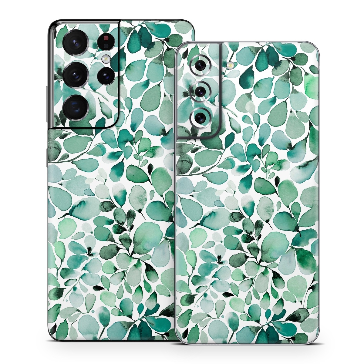 Samsung Galaxy S21 Series Skin design of Azure, Line, Aqua, Pattern, Art, Symmetry, Electric blue, Circle, Creative arts, Terrestrial plant, with white, green, black colors