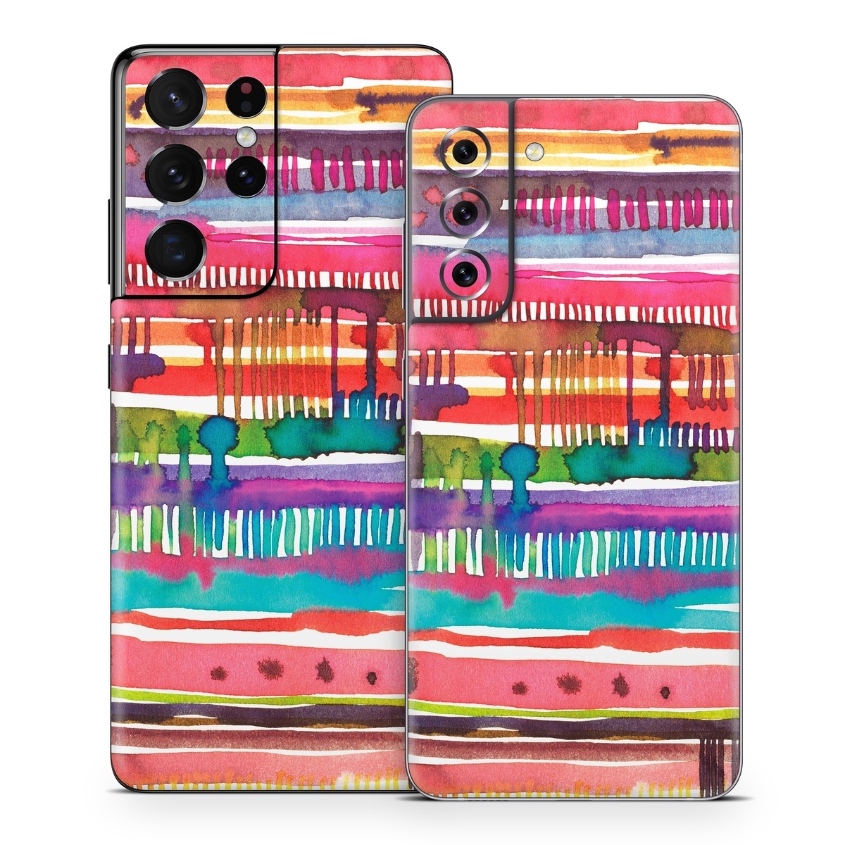 Samsung Galaxy S21 Series Skin design of Textile, Art, Magenta, Hair accessory, with white, red, orange, yellow, green, blue, purple, brown, pink colors