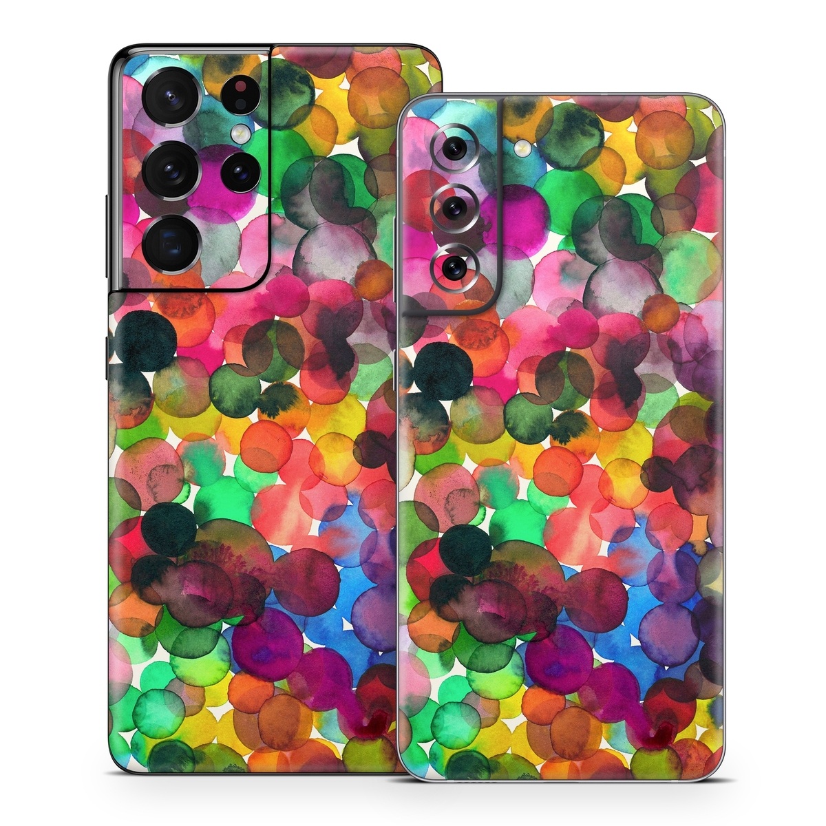 Samsung Galaxy S21 Series Skin design of Colorfulness, Fashion accessory, with red, white, pink, purple, blue, green, black, yellow, orange colors