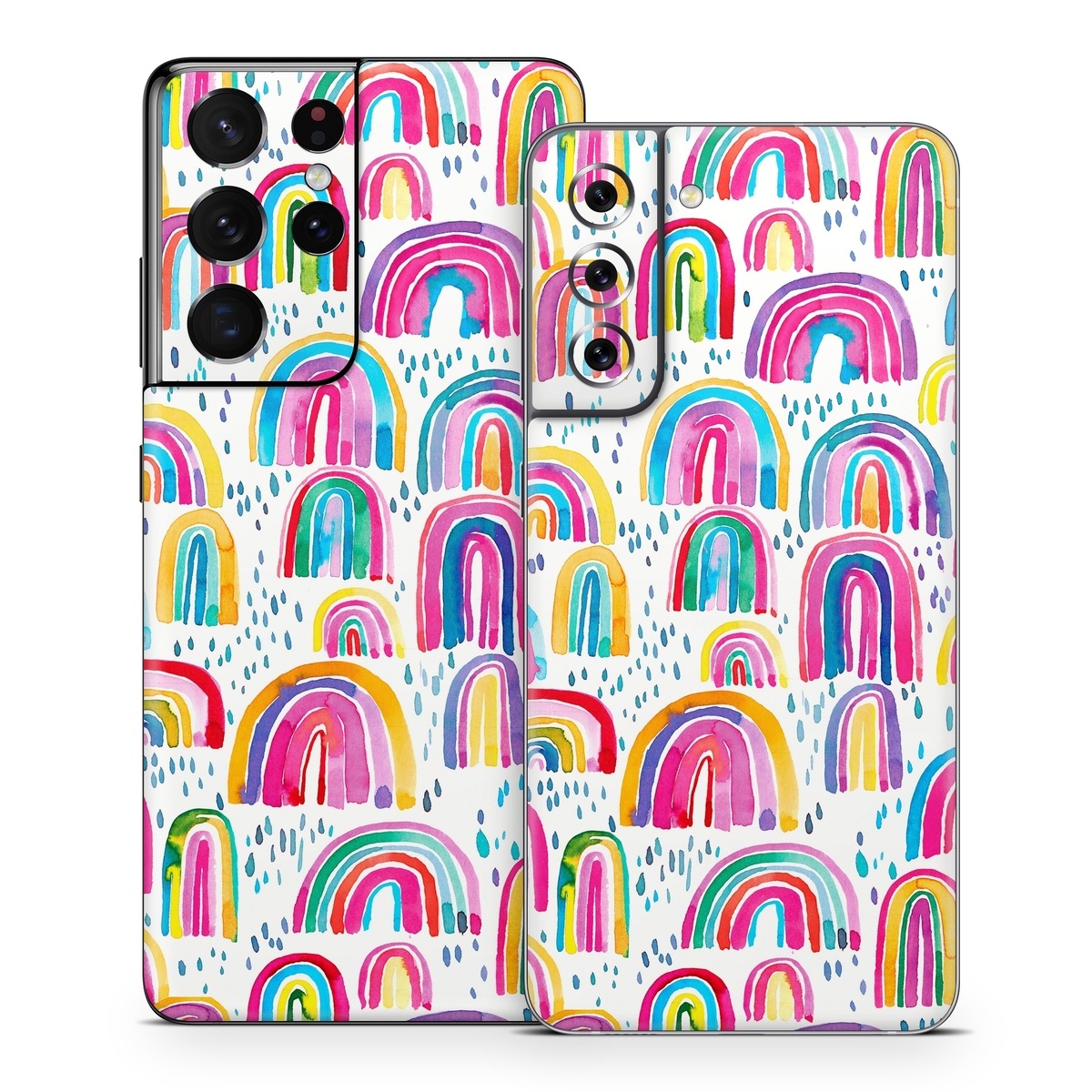 Samsung Galaxy S21 Series Skin design of Line, Pattern, Design, with white, orange, yellow, blue, pink, red, green colors