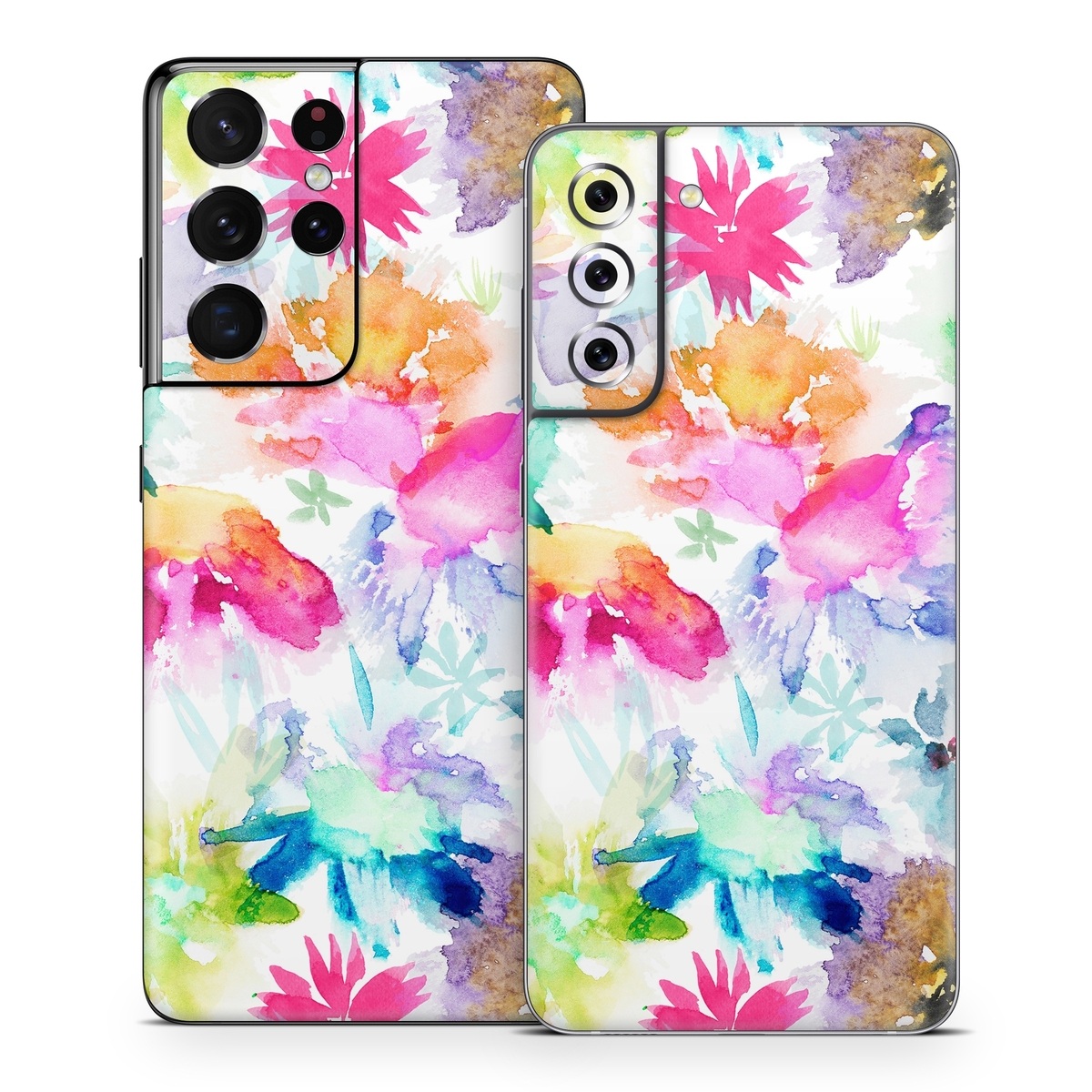 Samsung Galaxy S21 Series Skin design of Art paint, Botany, Paint, Petal, Painting, Creative arts, Art, Line, Material property, Pattern, with white, blue, green, red, pink, purple, yellow colors